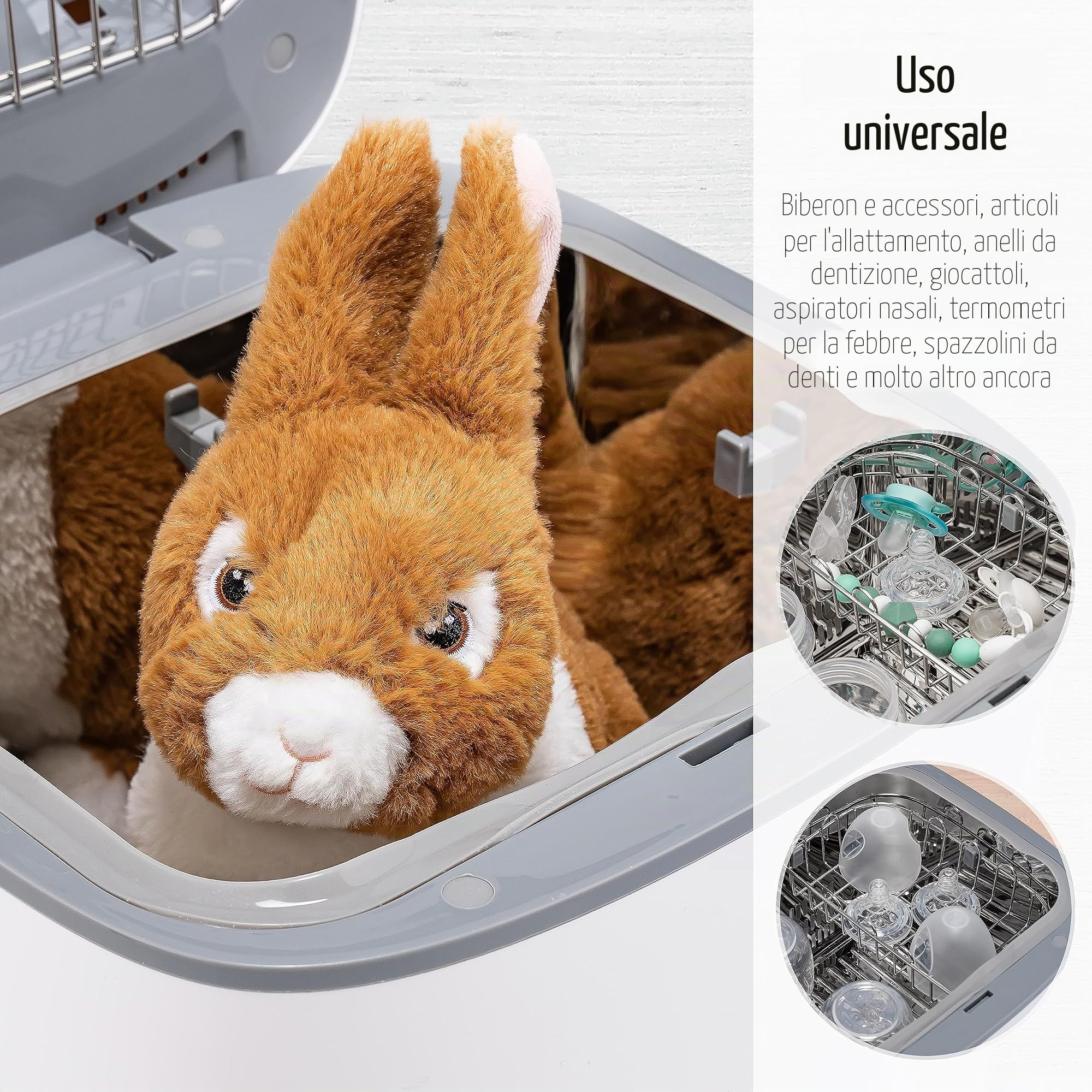 reer Disinfettante UV-C con funzione di asciugatura | Sterilizzatore per biberon e accessori per neonati | Sterilizzatore per bottiglie