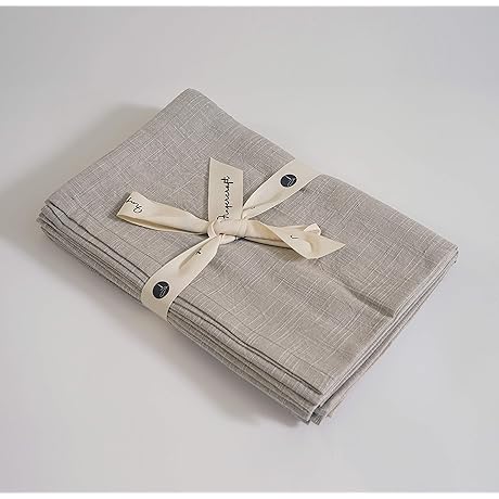 FINGERCRAFT Cloth Dinner Napkins 20" x 20" Gray Linen Cotton Fabric Set of 6
