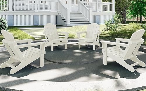 Miniatura 9 de SERWALL Silla plegable Adirondack  HIPS Adirondack Sillas para exteriores, resistentes a la intemperie, sillas para hoguera - Blanco