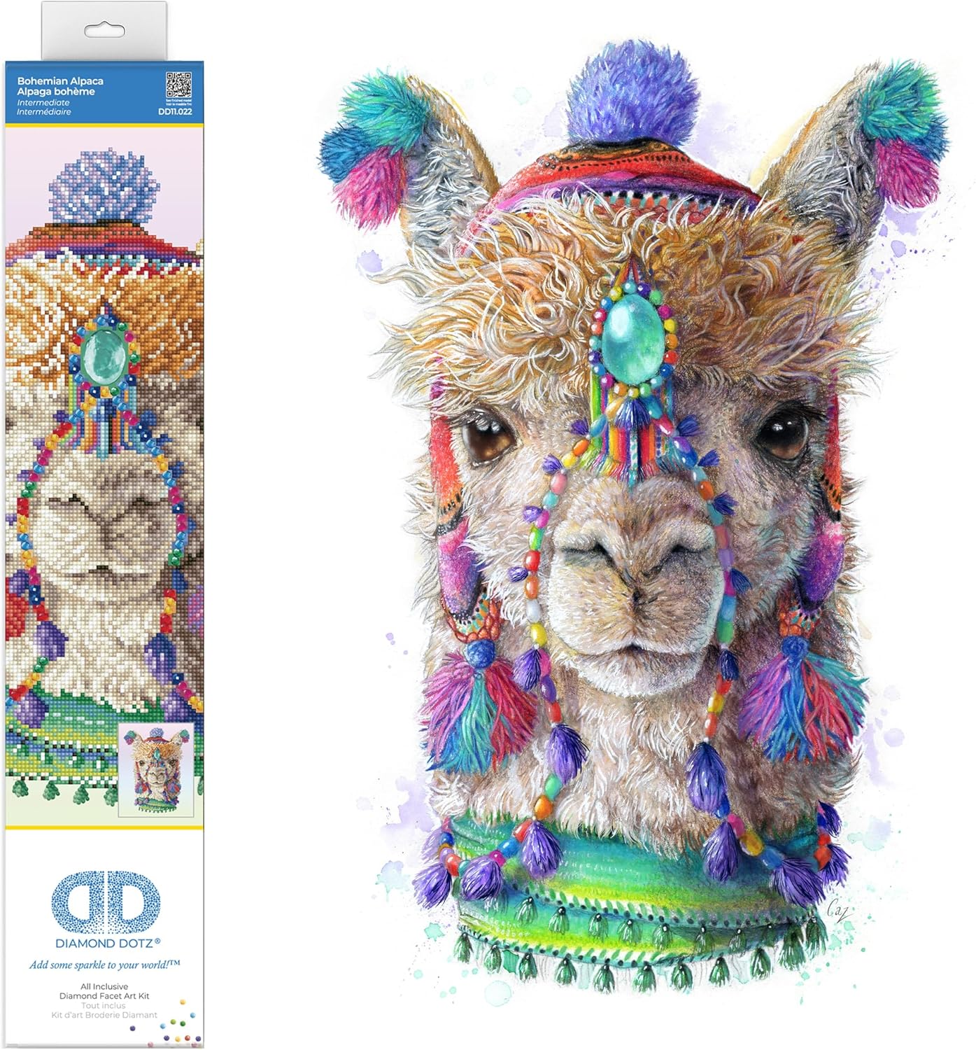 DIAMOND DOTZ Bohemian Alpaca Diamond Painting Kits for Adults - Diamond Art Kits a Relaxing Creative Craft Kit with Dotz Gems 20.1x16.1