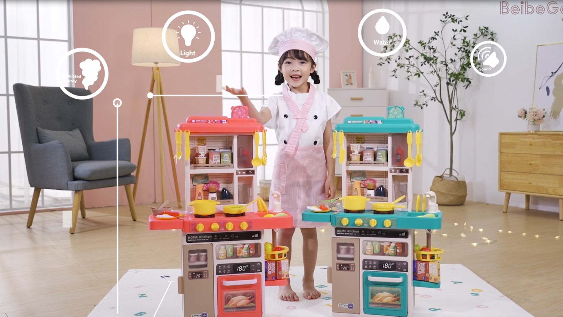 Watch Kids Play Kitchen, Spraying Mist Kitchen Playset on Amazon Live