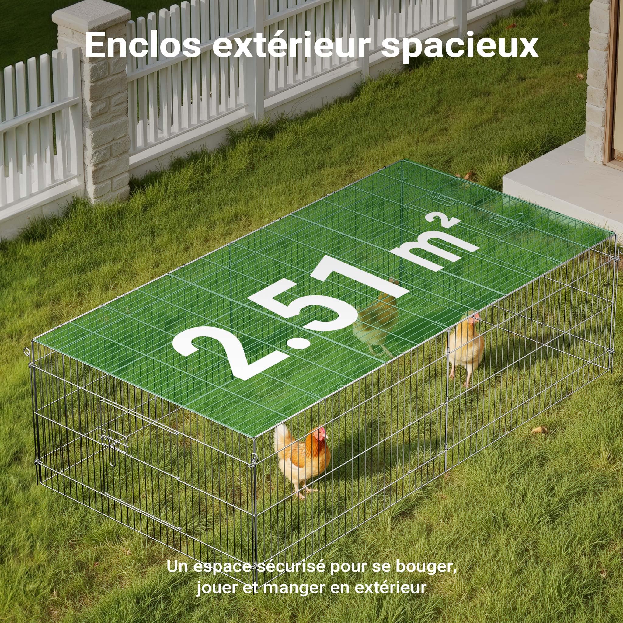 Wiltec Parc enclos pour Petits Animaux domestiques 2160 x 1160 x 650 mm Acier Clôture verrouillable Protection Solaire Cage Lapin Hamster Cochon d'Inde