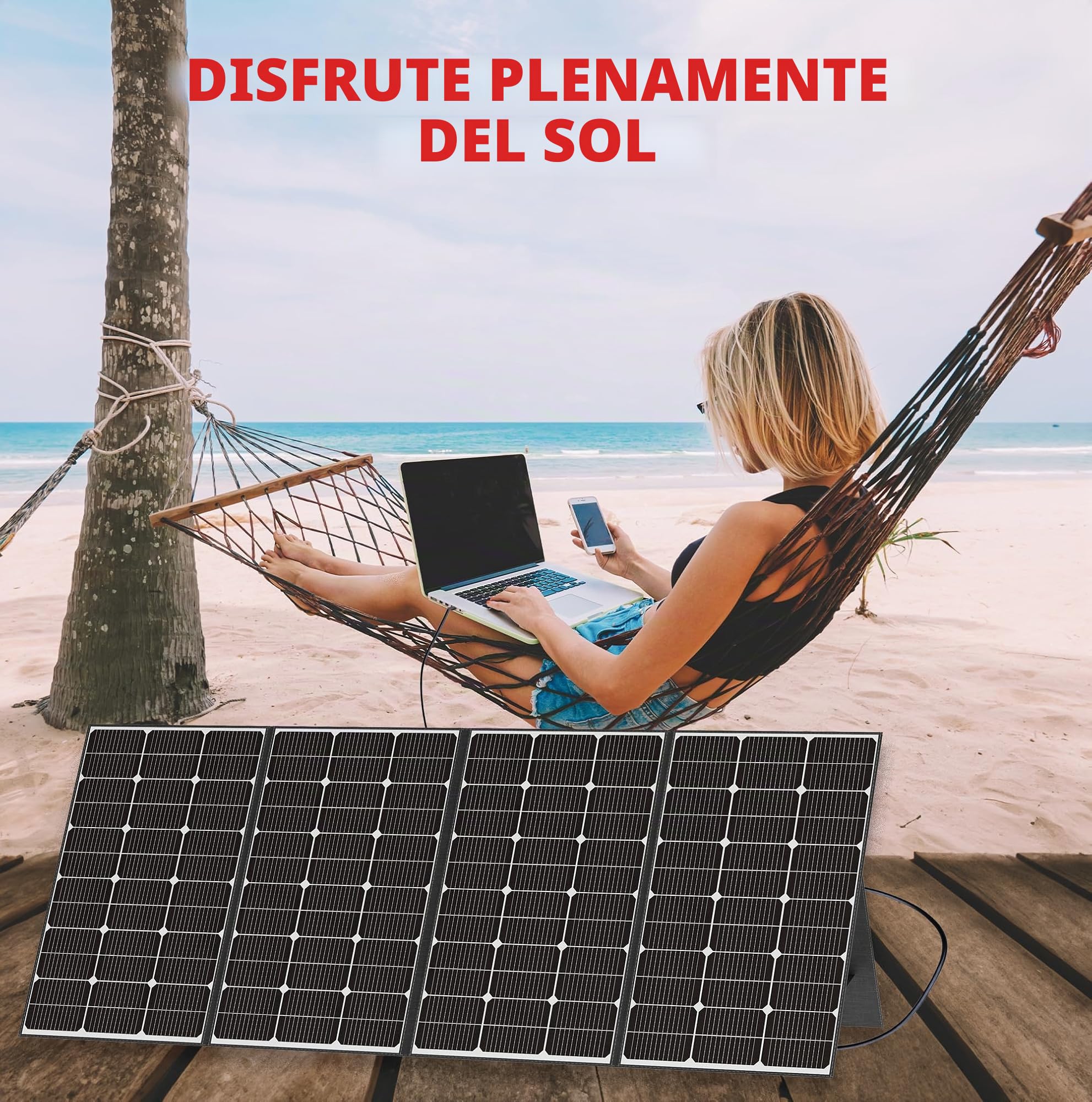 Wonder Full Power – Panel solar portátil 400 W para planta eléctrica – Cargador solar plegable – Grado de impermeabilidad IP65 para exteriores y acampadas