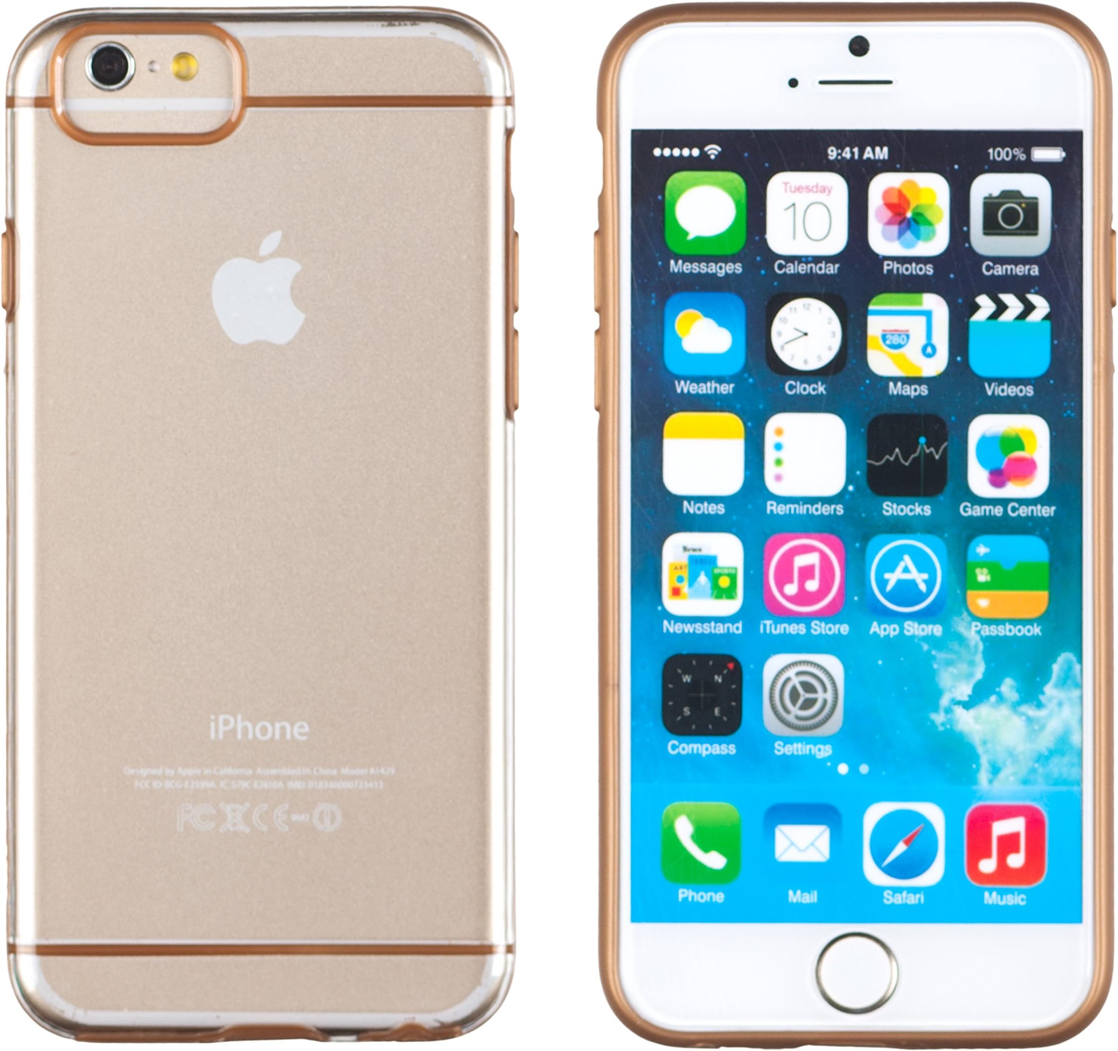 iPhone 6 Plus + Case, DandyCase Super Slim Hybrid Transparent Clear Hard Case Cover for Apple iPhone 6 Plus (5.5" Screen) [DandyCase Retail Packaging] (Gold)