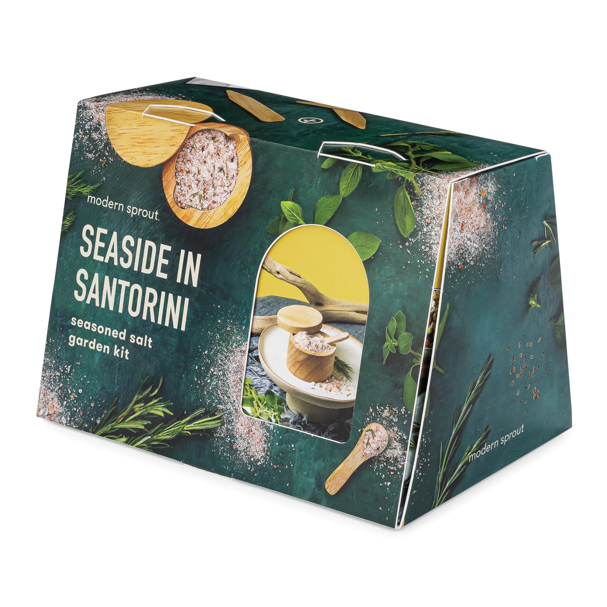 Sponsored Ad - Modern Sprout Travel Trio Seaside in Santorini; Travel-Inspired Seed Kit with Salt Cellar, Organic Seed Starting; Gardening Gift (Seaside in Santorini)