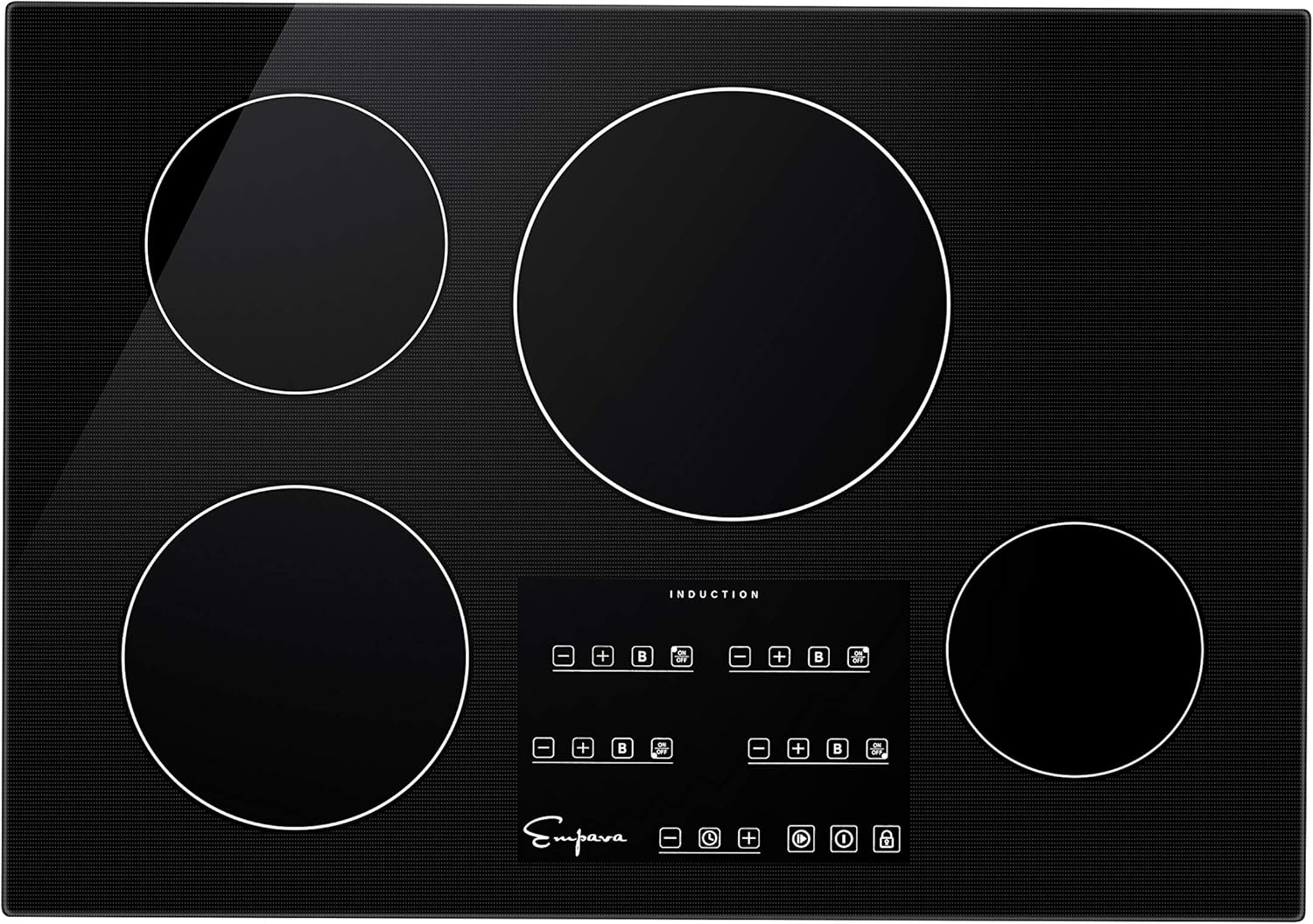 Empava 30” Electric Stove Induction Cooktop with 4 Power Boost Burners Smooth Surface Vitro Ceramic Glass in Black, 30 Inch