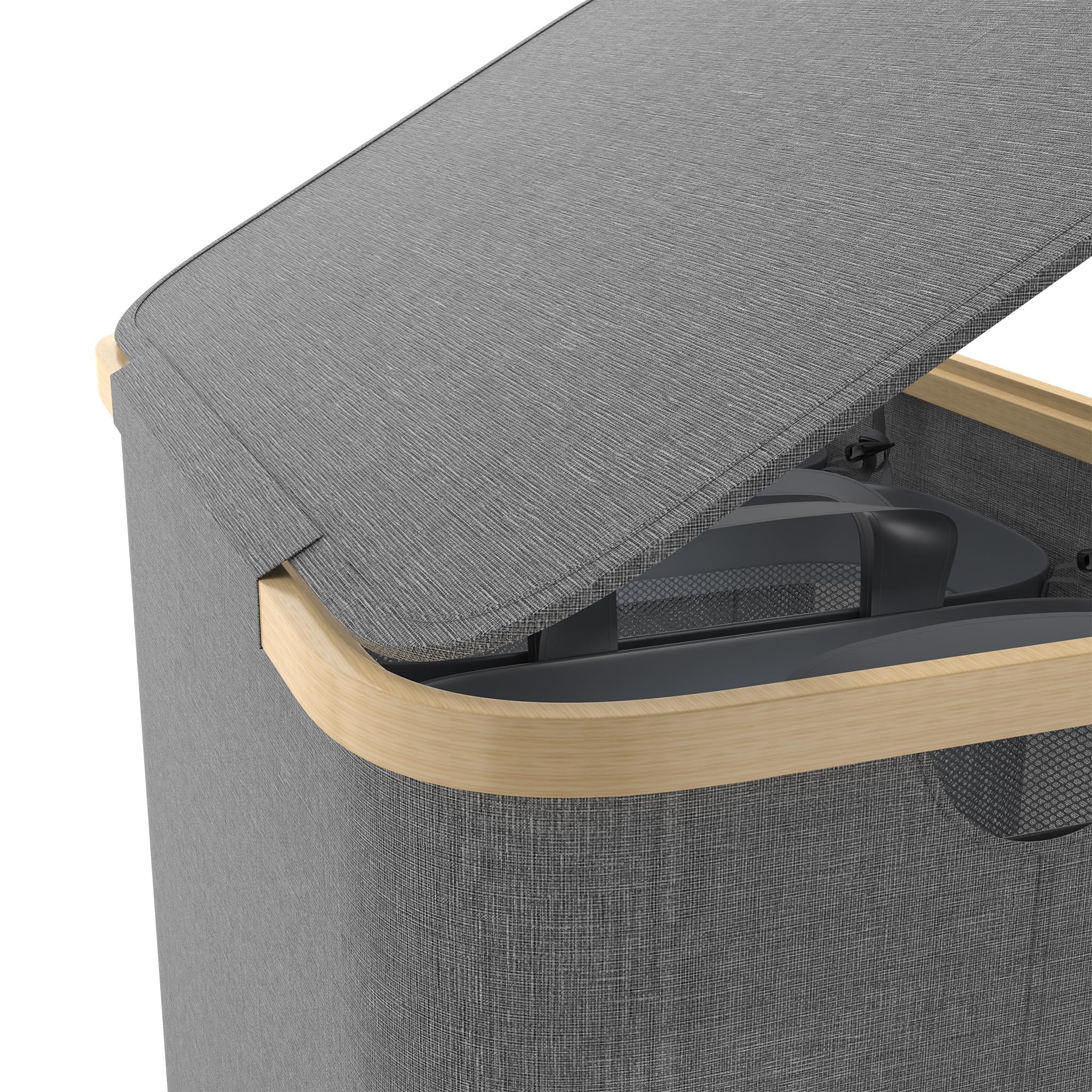 Cesto portabiancheria con coperchio, 140 l, con 3 scomparti, tasca interna lavabile con manici, sacco per la biancheria, cesto per la biancheria, laundry Basket, grigio