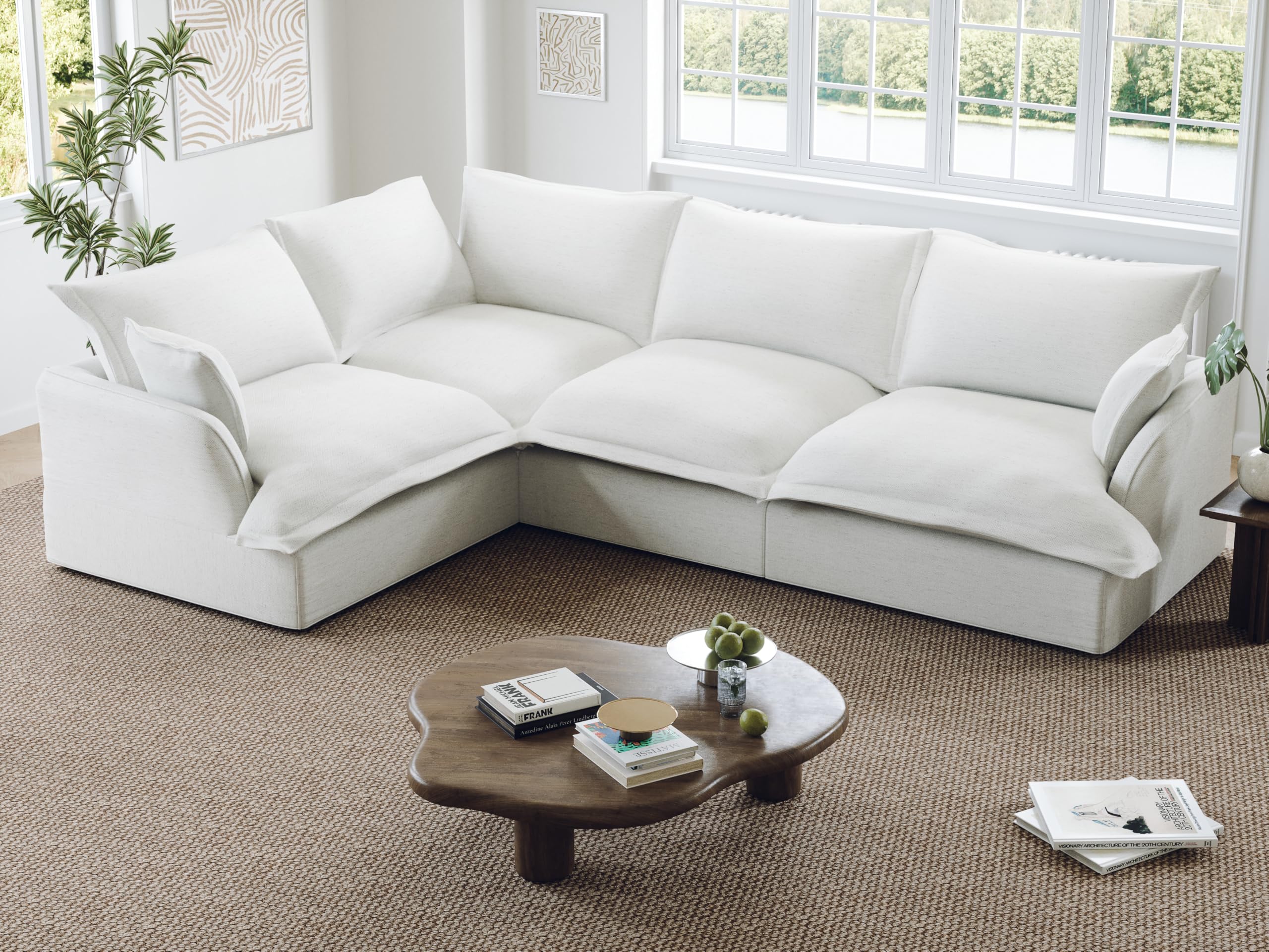 Lopzeho 111” Oversized Modular Sectional Sofa, Comfy Down Fill Cloud Couch, L Shaped 4 Seater Couches with Washable Cover, Convertible Sectional