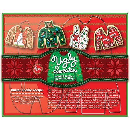Fox Run Brands Ugly Sweater Cookie Cutter Set, Metallic