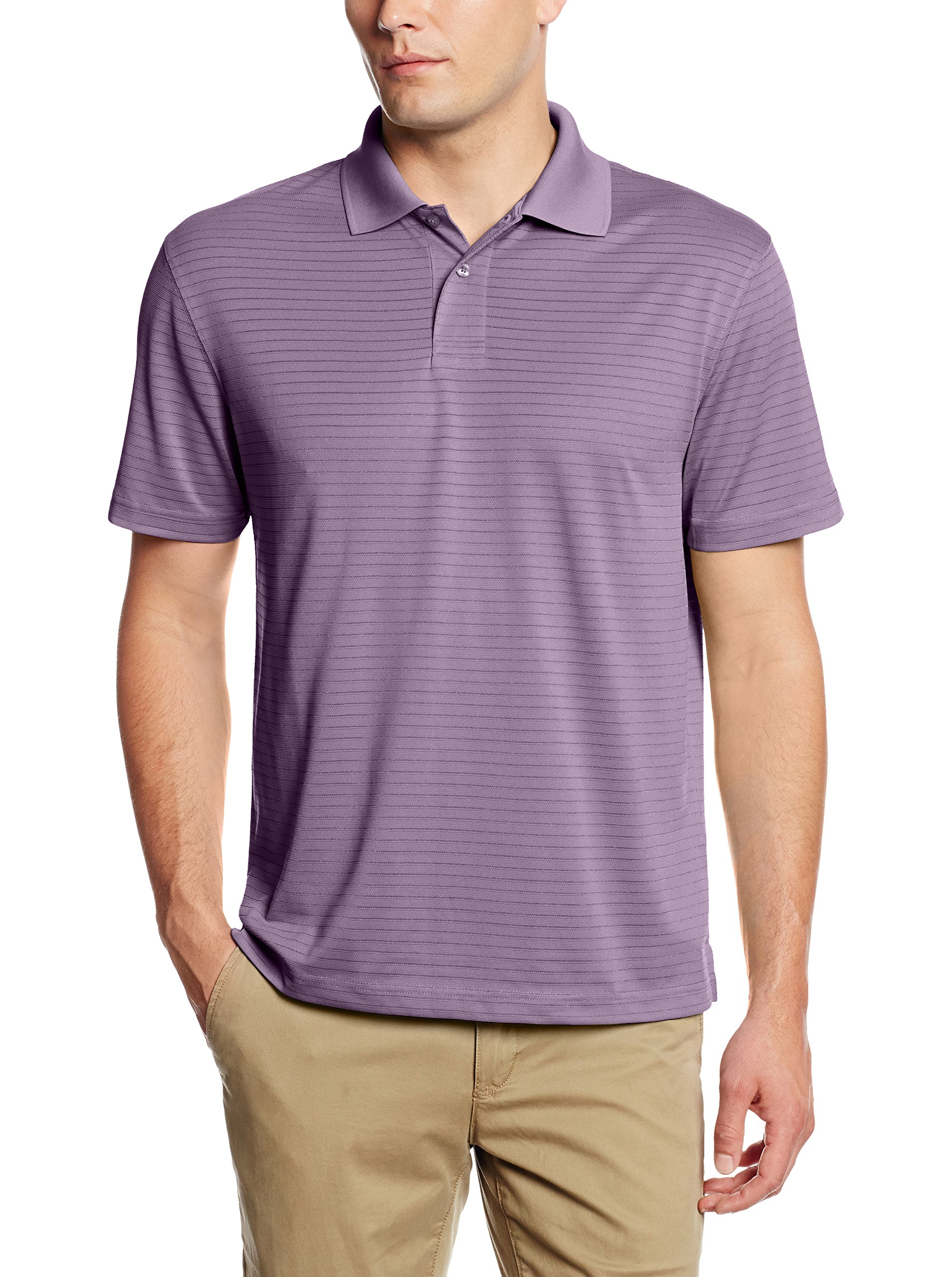 Haggar Men's Short Sleeve Cool 18 Horizontal Shadow Stripe Polo