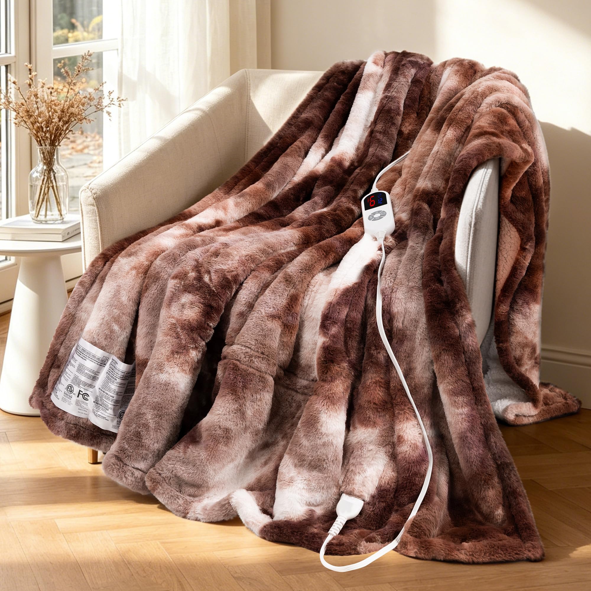 PTQ Faux Fur Heated Blanket