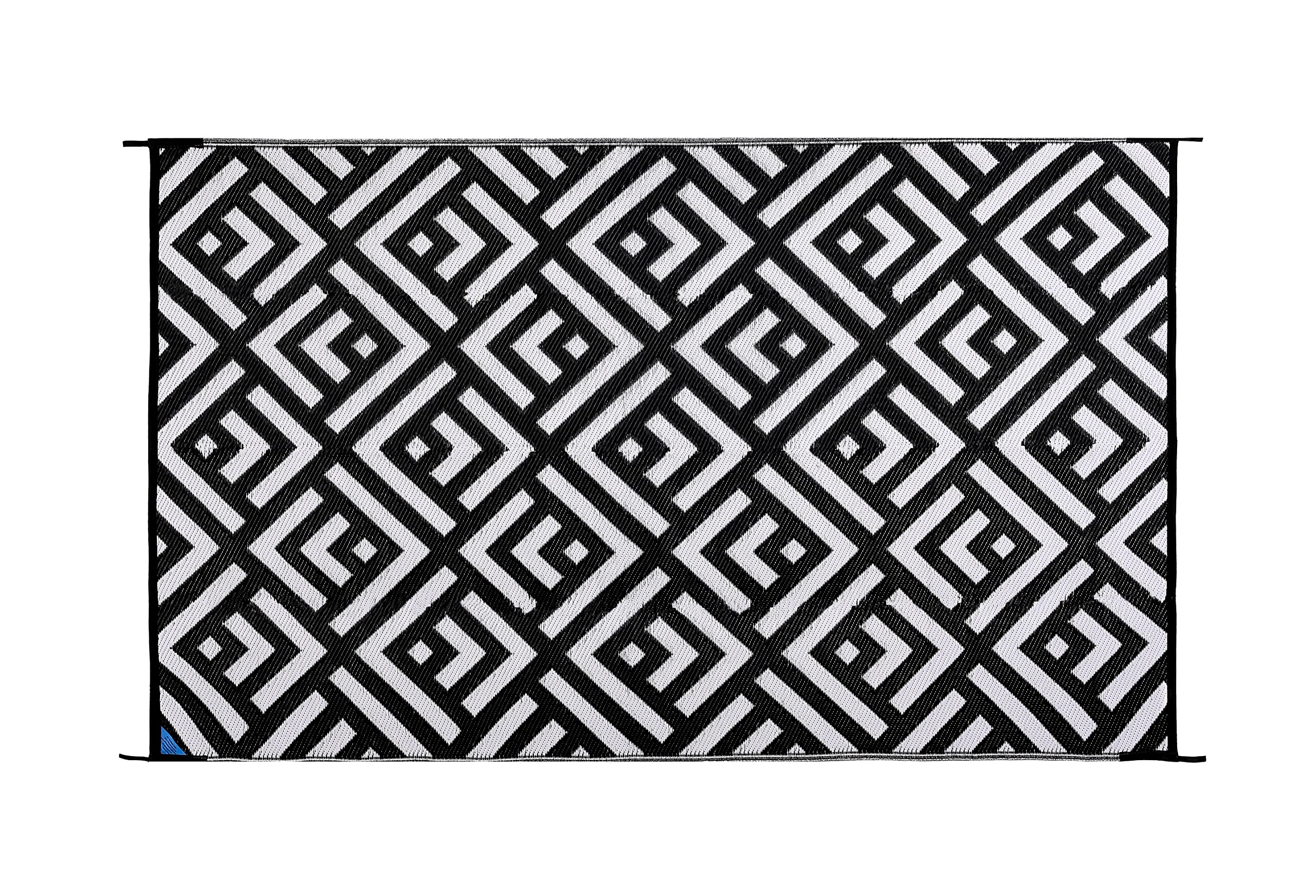 Wendematte Aus Recyceltem Kunststoff – 1,5 X 2,4 M, Schwarz/weiß, Für Camping, Terrasse, Strand & Garten