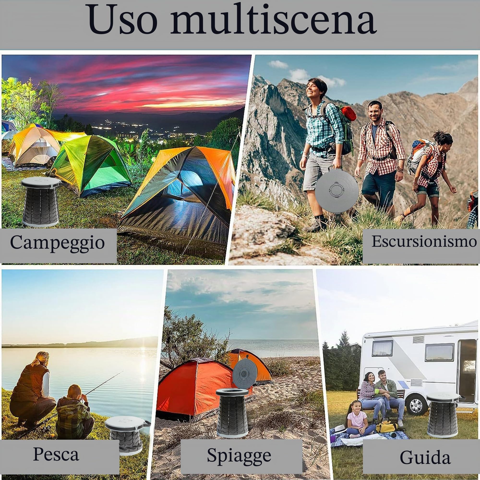 Toilette da Campeggio, WC Portatile per Adulti, WC Pieghevole in Altezza Regolabile, vasino Portatile per Campeggio, emergenze all'aperto, Auto, Viaggi