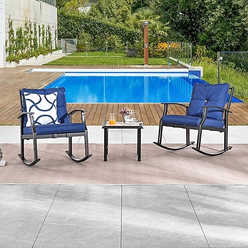 LOKATSE HOME 3 PCS Patio Bistro Furniture Set, Outdoor Wicker