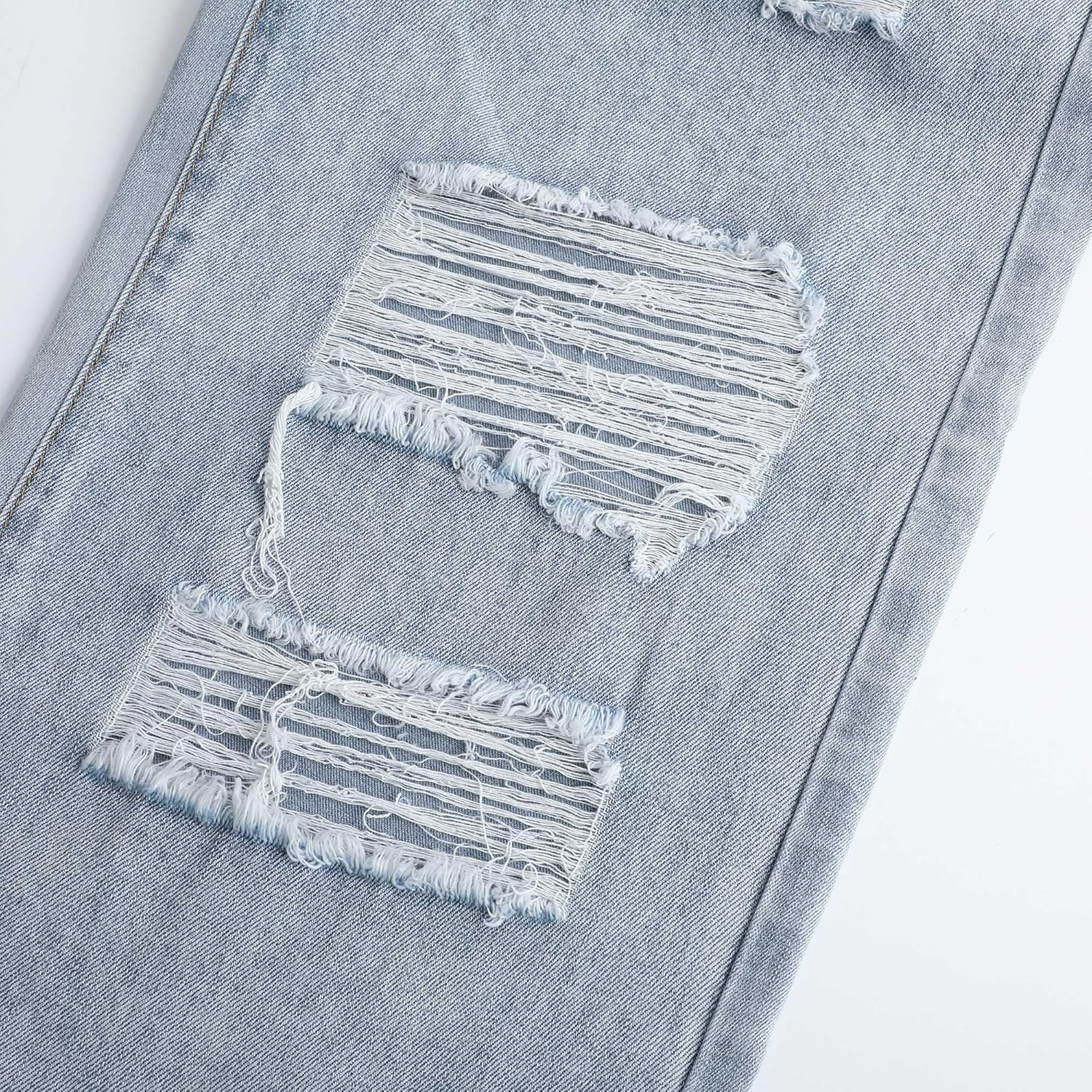 THUNDER STAR Womens High Waisted Wide Leg Jeans Stretchy Distressed Denim Pants - Image 4