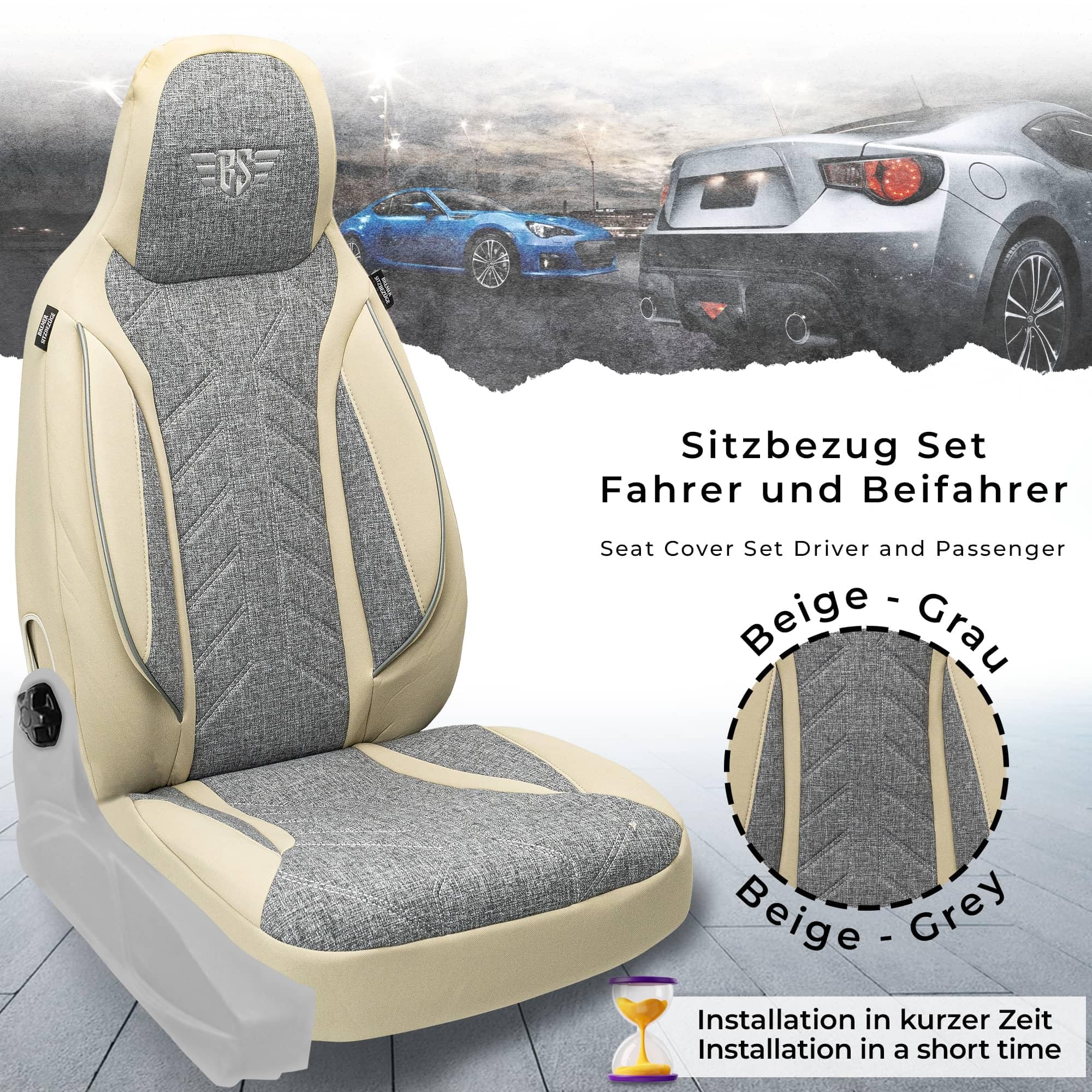 Housses De Siège Sur Mesure BREMER Pour Volvo S60/V60 1ère Génération (2000-2009) - Protection Antidérapante - Compatible Sièges Chauffants