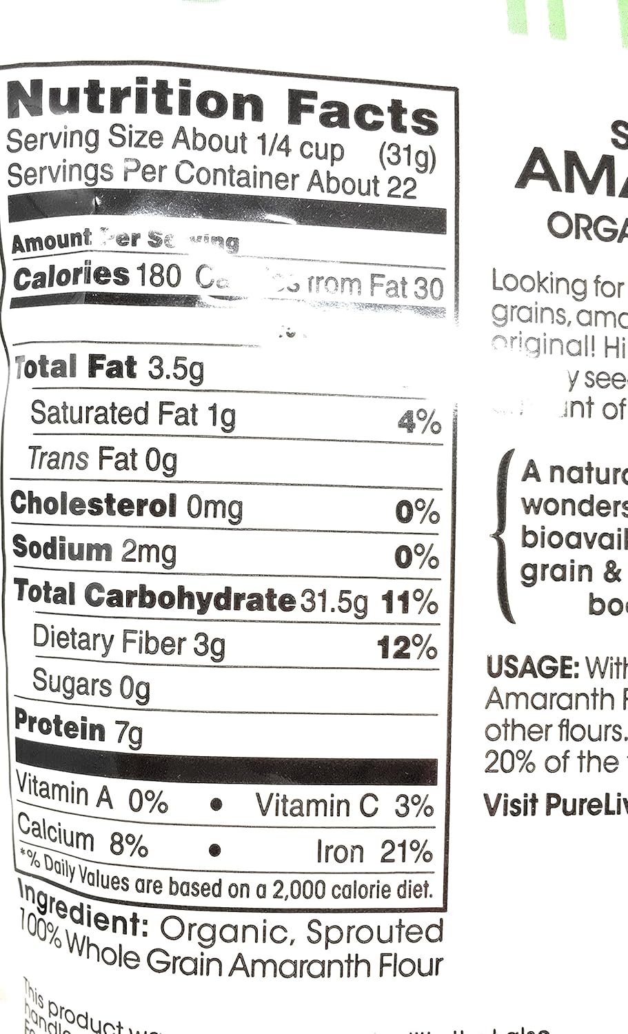 Pure Living Liv Organic Sprouted Amaranth Flour - 24 oz