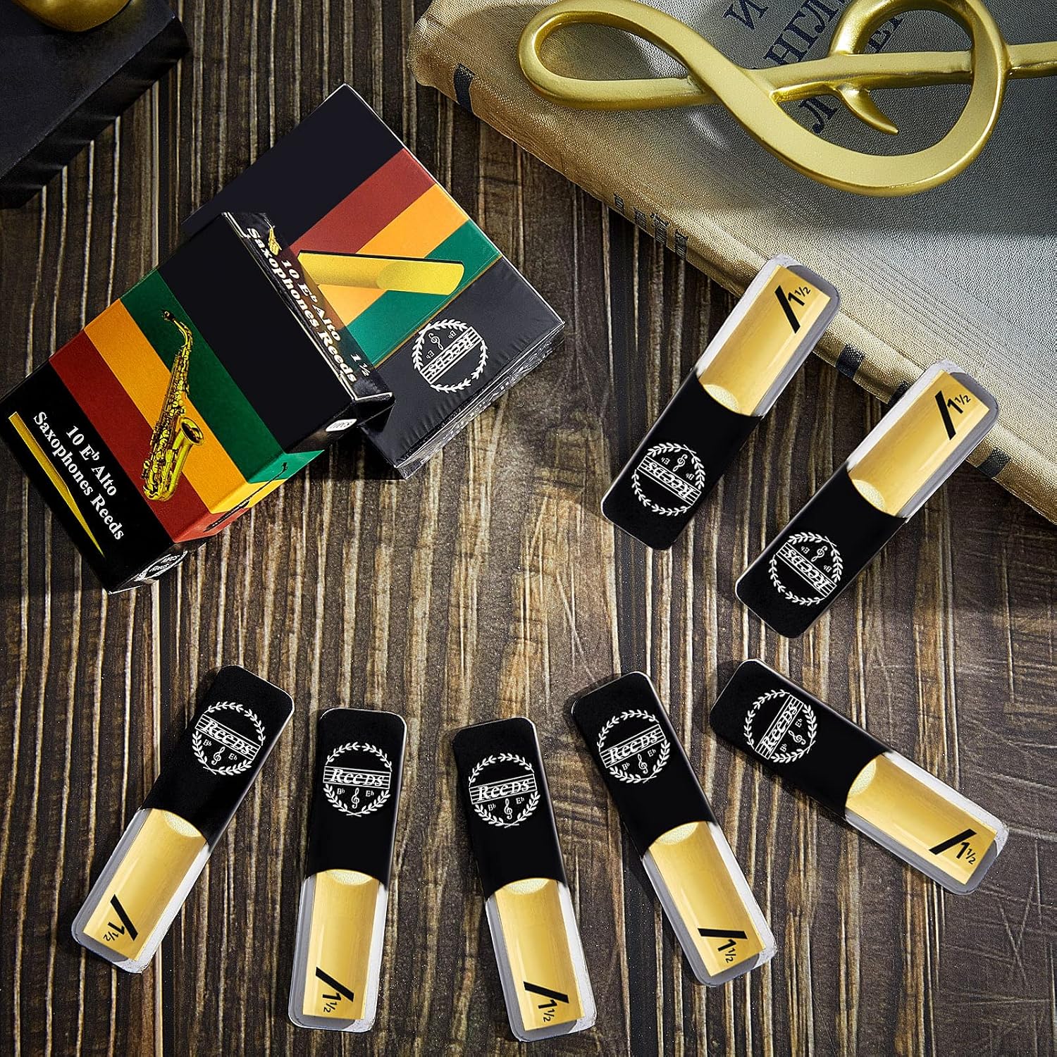 20 Pcs Alto Saxophone Reeds 1.5 with Individual Package Professional Alto Sax Reed Thin Tip Easy Blowing Bamboo Reeds Saxophone Accessories for Beginners Players Daily Use Practice
