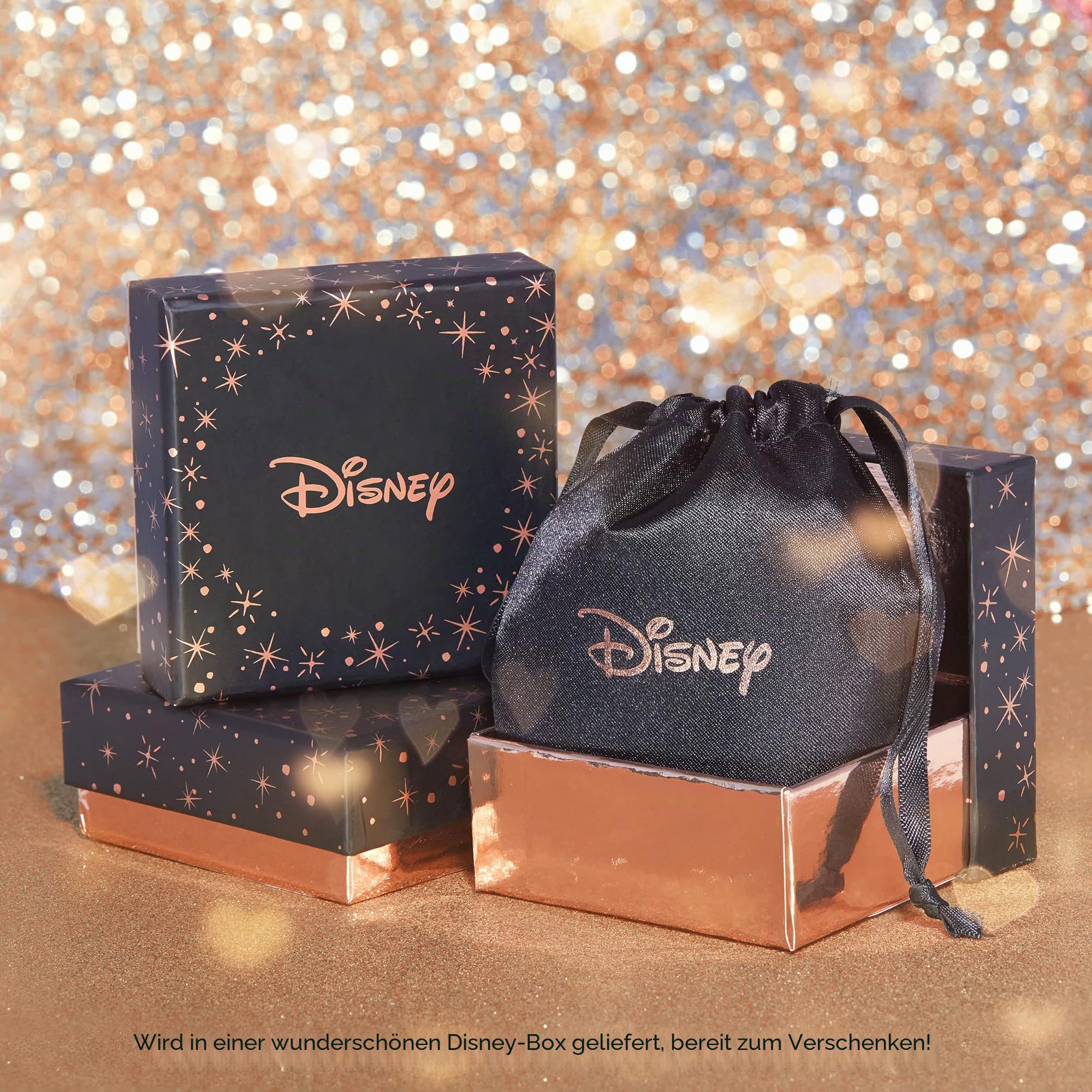 Disney Minnie Mouse Ohrringe mit 10 karät Gelbgold für Mädchen, verziert mit Zirkonia Geburtsstein