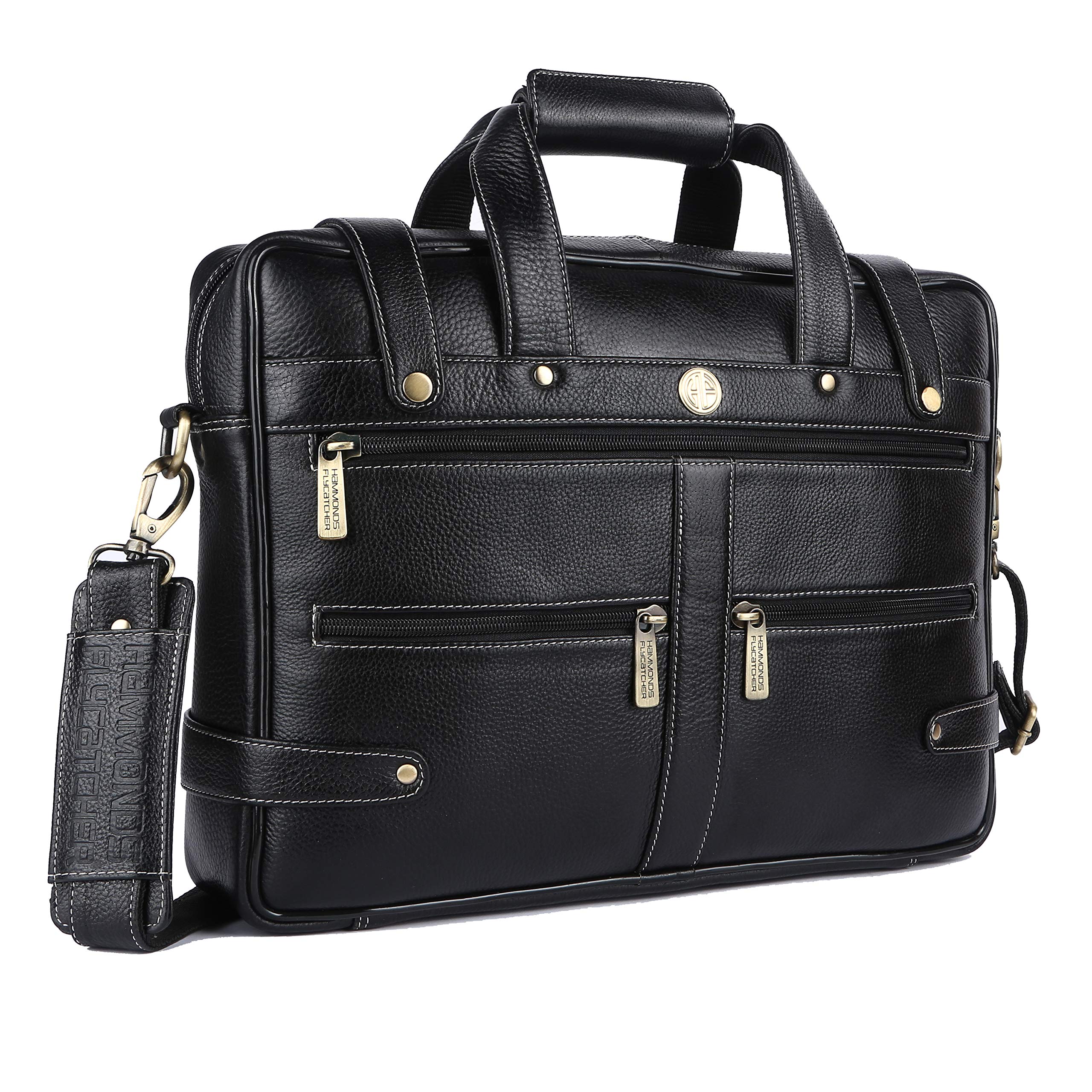 HAMMONDS FLYCATCHER Genuine Leather Office Bag For Men - Laptop Bag For Men With Padded Laptop Sleeve - Fits 15.6 Laptop - Adjustable Strap - Leather Bag For Men With 1 Year Warranty, Black (B095PPYNHK) Amazon Price History, Amazon Price Tracker