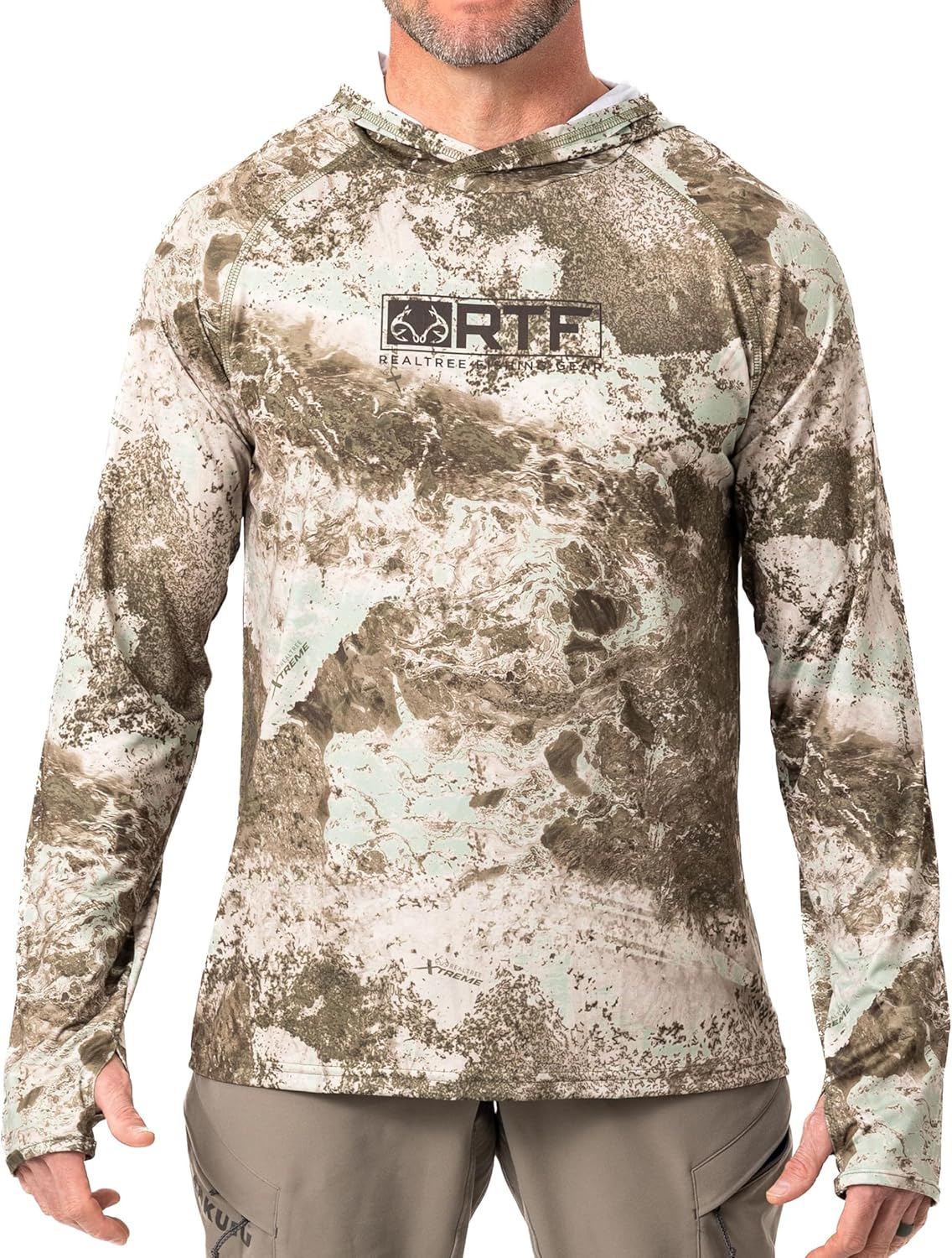 Realtree Men's Camo Sun Hooded Shirts, Lightweight, Breathable for Fishing, Hiking and Outdoors