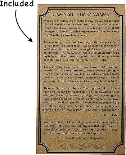 Miniatura 2 de Give a Fuck - FUCK wooden cutouts - Make your own 12oz Jar of Fucks! 170 per pack - (Explanation Card Included)