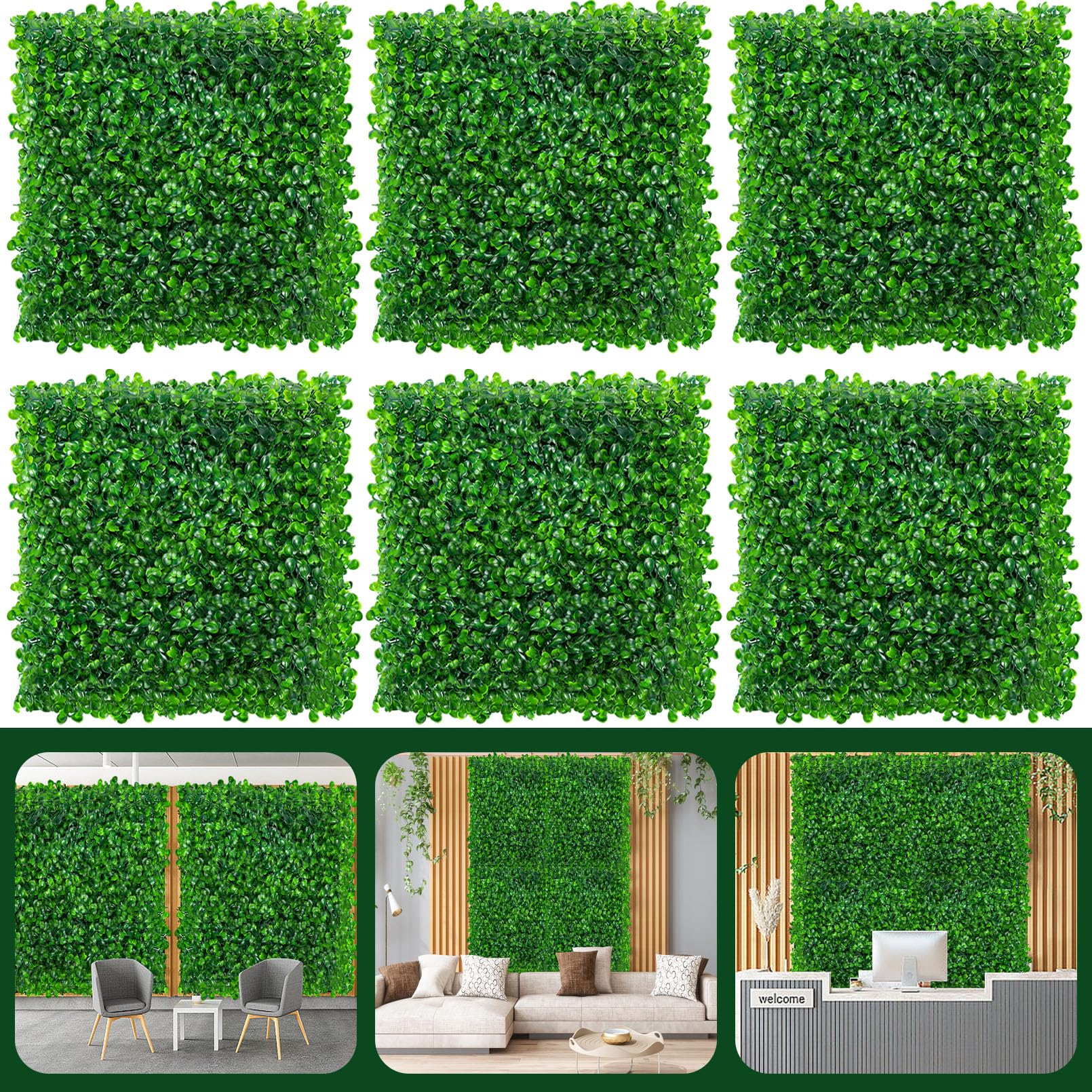 Photo 1 of PLMMOUT 10 PCS Grass Wall, 10"x10" Faux Hedge Grass Panels, Boxwood Panels