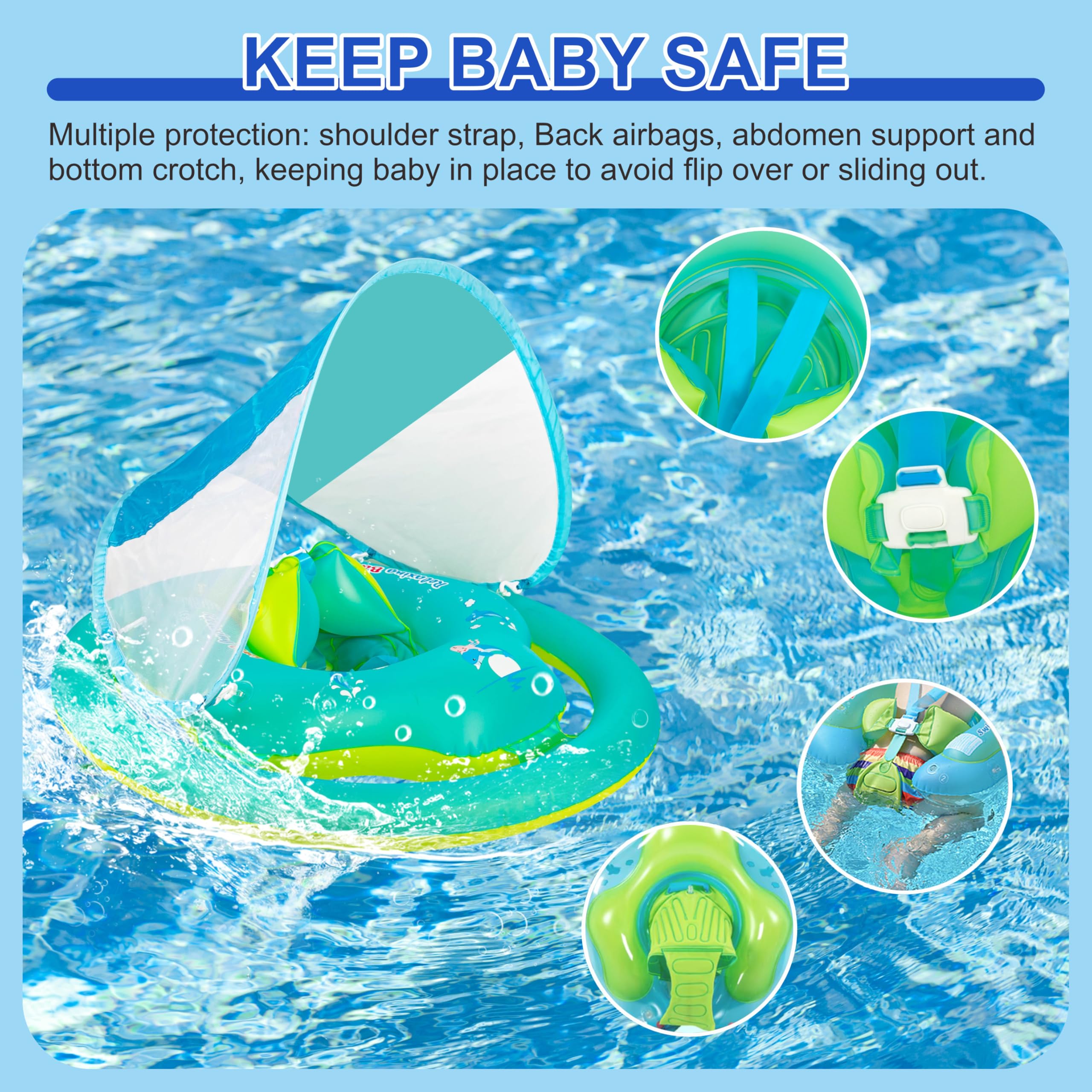 Aufblasbarer Babyschwimmring (0-6 Monate), Babyschwimmring mit Sitz (6-12 Monate), Schwimmring für Kleinkinder, Schwimmring für Neugeborene (6-12-36 Monate)