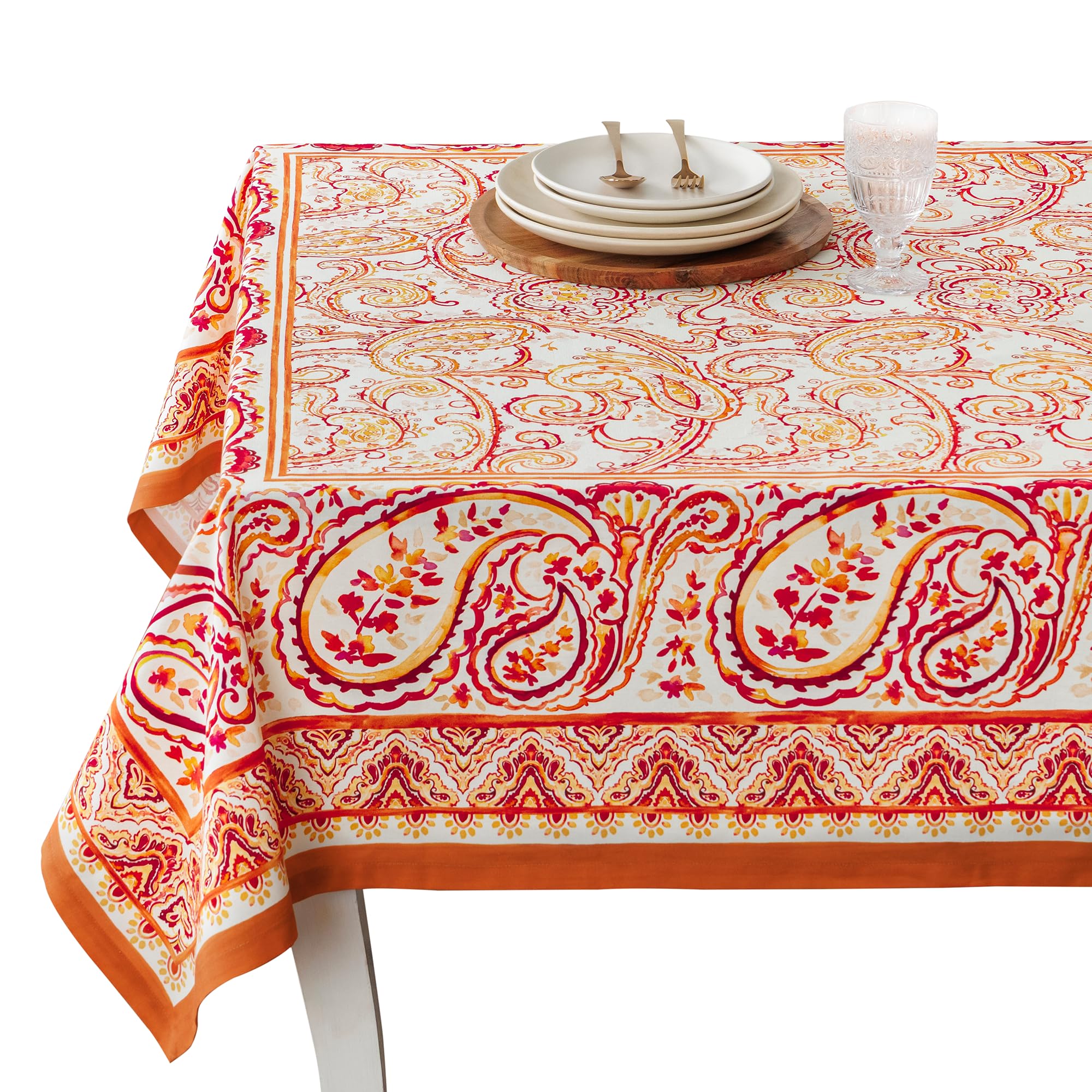 Maison d' Hermine Palatial Paisley 100% Cotton Tablecloth for Kitchen Dining | Tabletop | Decoration | Parties | Weddings | Thanksgiving/Christmas (Square, 54 Inch by 54 Inch). — image 1