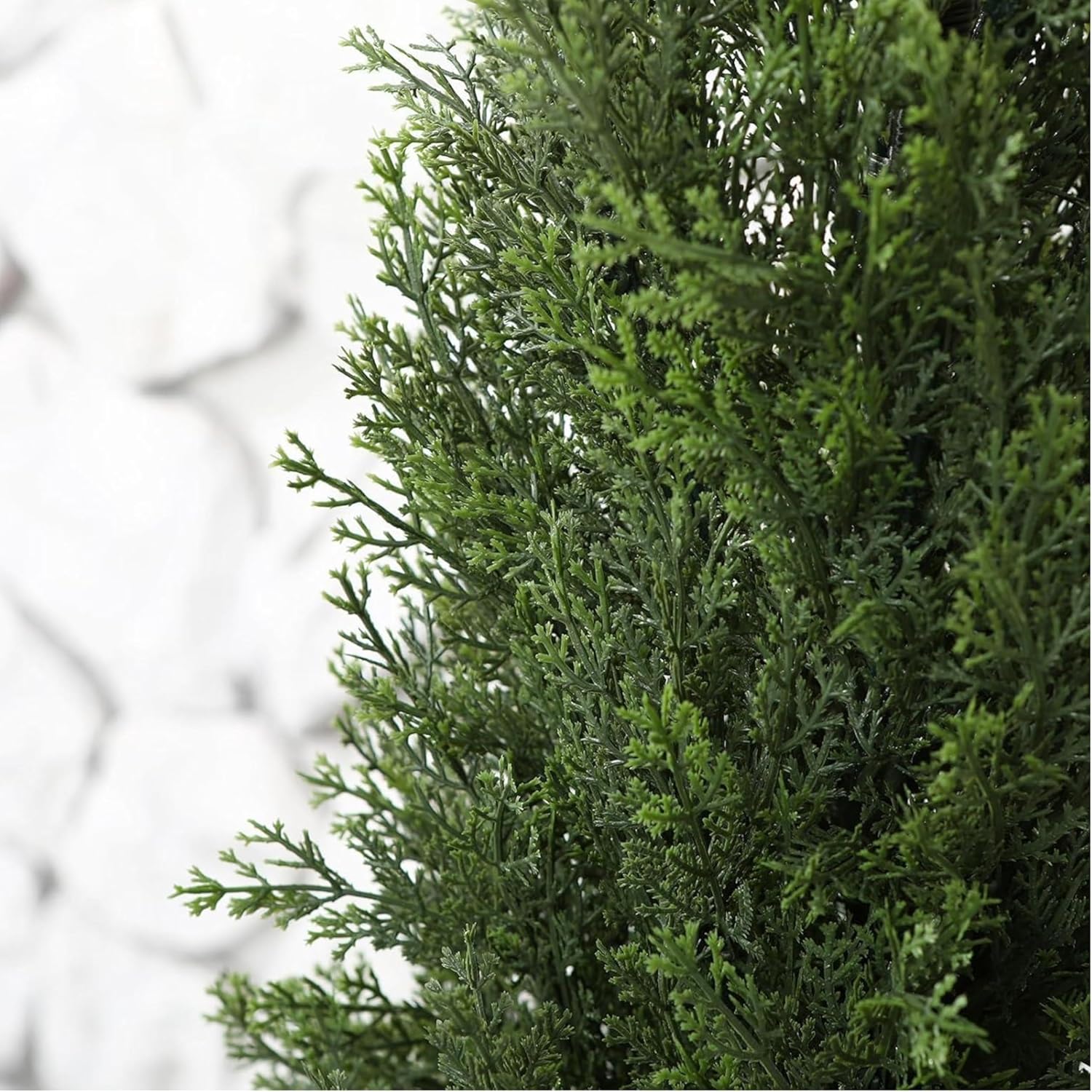 5 Feet Outdoor Artificial Topiary Cedar Tree, Set of 2 UV Resistant Potted Faux Cedar Trees for Outdoors and Indoors, Decorative Fake Shrubs Topiary Trees for Home Living Room Front Door Decor - Image 3