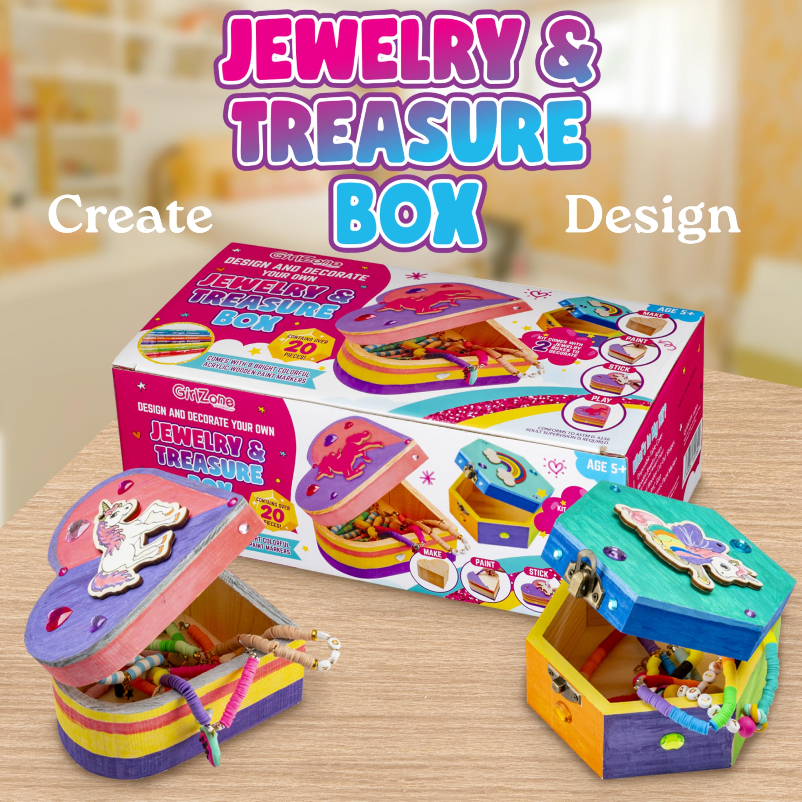 Amazon.com: GirlZone Jewelry & Treasure Box, DIY Jewelry Box, DIY