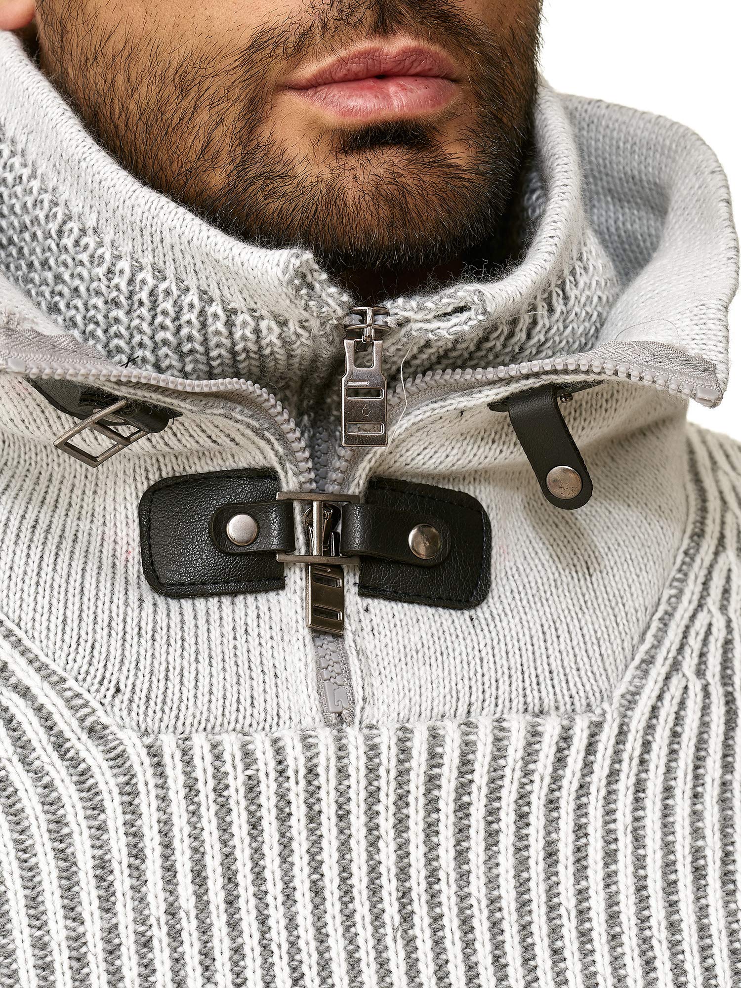 RED BRIDGE Maglione Invernale da Uomo Pullover Lavorato a Maglia Felpa con Collo Alto e Cerniera