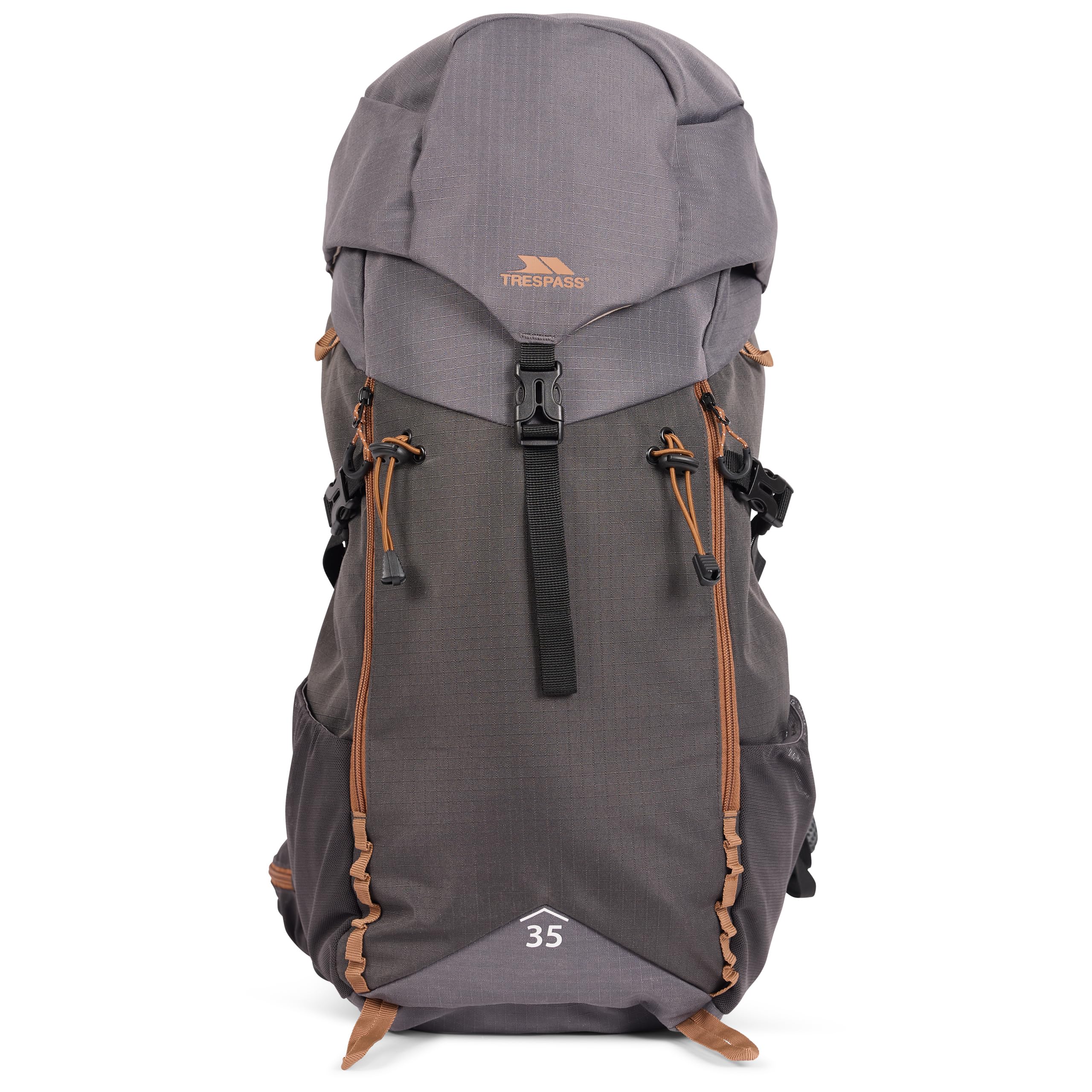 Trespass Hiking Rucksack Pass 35 - Drawcord Compartment, Airflow Back, Front Pocket, Pole System, Hydration Pack, Bottle Pockets, Sternum Strap, Waterproof 5000mm
