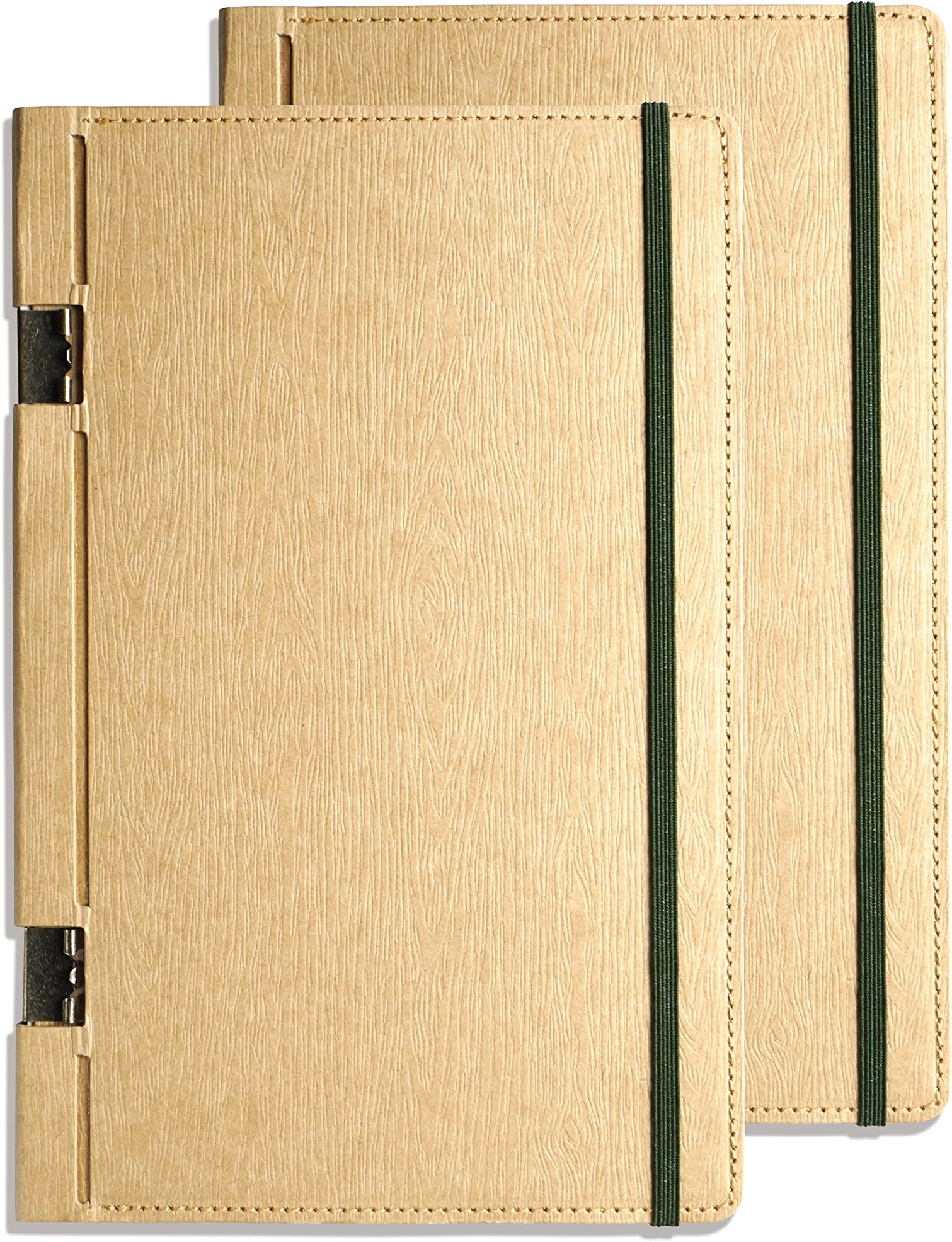 HappyEarth Notebook Frame 2Pack, Grip Binder Clip, 5.5"x8.5" / Letter (8.5"x11") Folded , Refillable Pages, Kraft Brown,Woodgrain Hardcover (no inside pages)