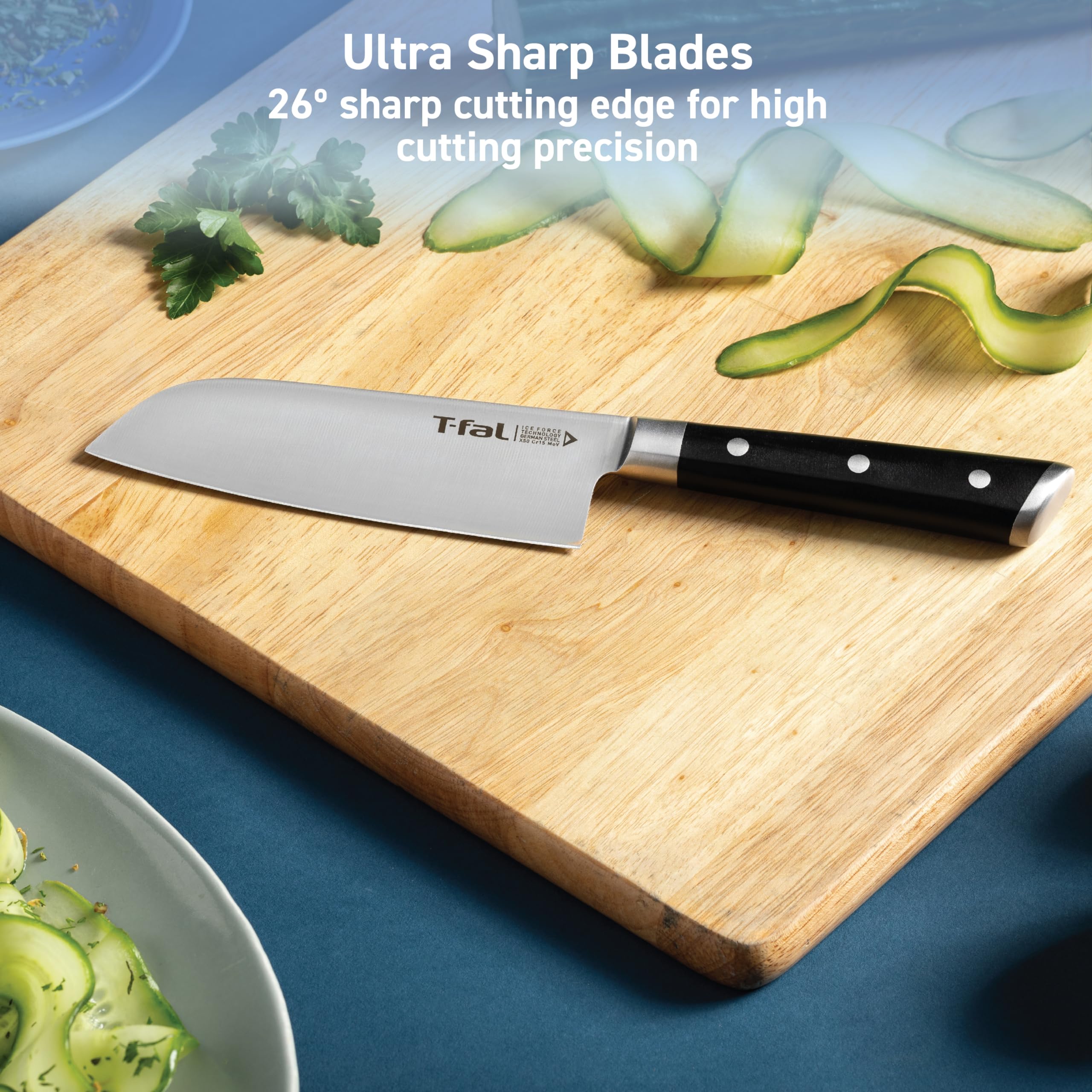 Amazon.com: T-Fal Ice Force German Stainless Steel Santoku Knife