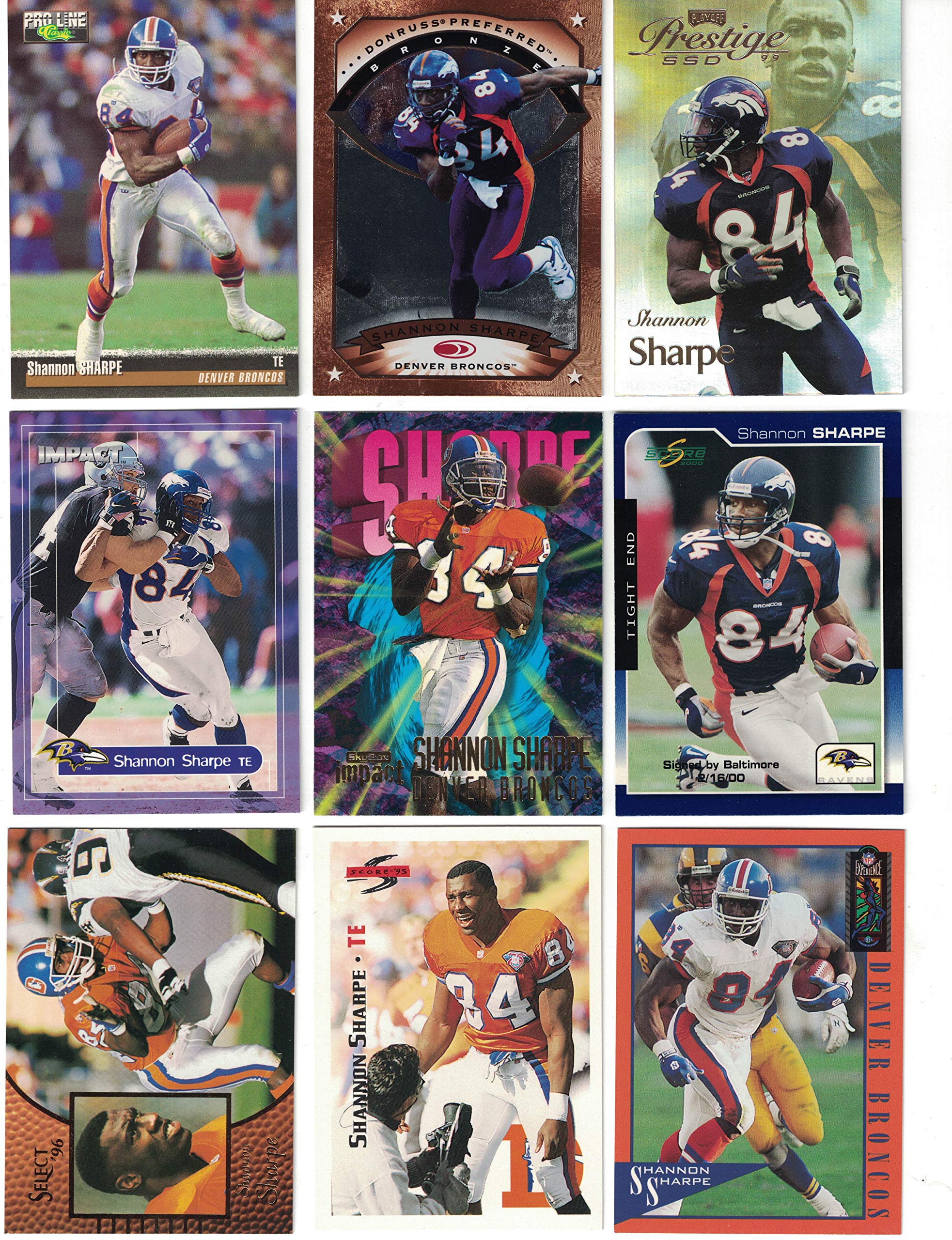 Shannon Sharpe / 50 Different Football Cards Featuring Shannon