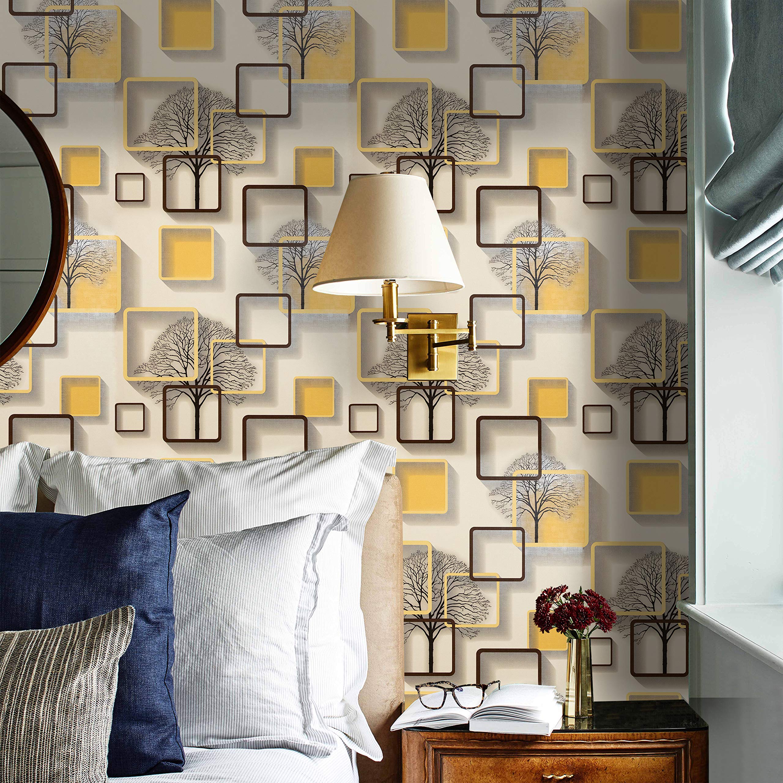Wolpin 3D Wall Stickers - Yellow Frames & Trees -6 Wolpin 3D Wall Stickers - Yellow Frames & Trees -6