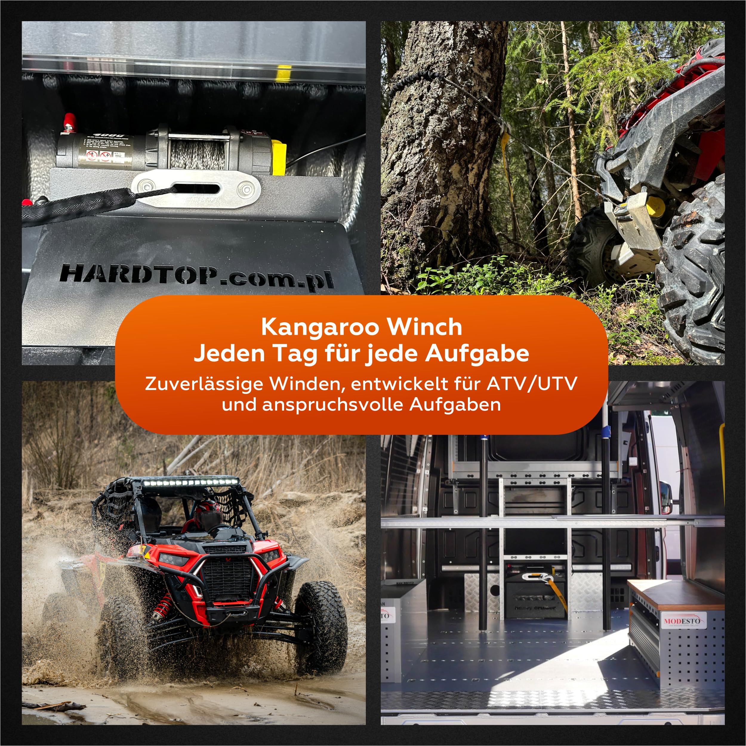 Elektrische Seilwinde 12V - 2000 LBS / 906 kg Zugkraft - Ideal für ATV, Quad und Offroad Einsätze - Robuste Konstruktion - Inklusive Stahlseil und Praktischer Kabelfernbedienung (K2000)