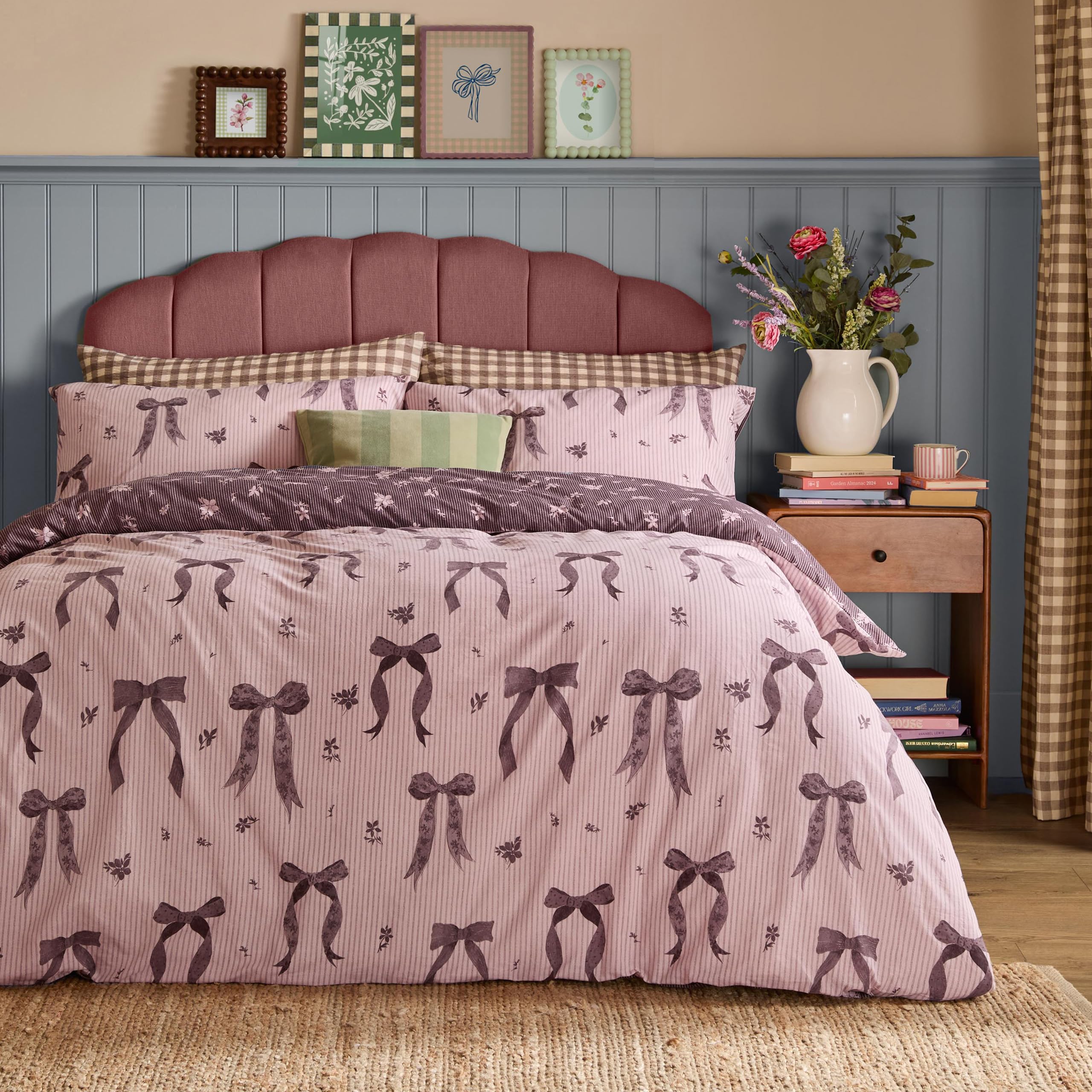 furn. Belle Stripe Duvet Cover Set (Rosewood - Double)