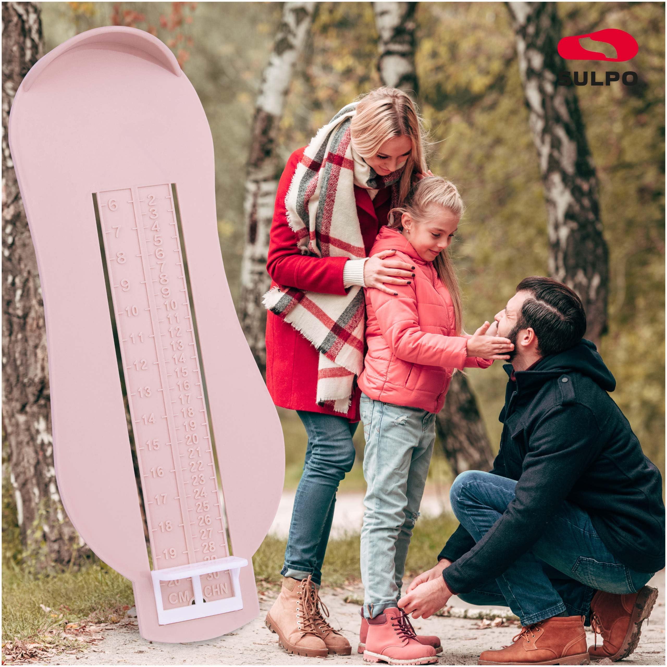 SULPO Jauge de pied pour enfant - Mesure des chaussures de 6 cm à 20 cm - Mesure de Pied pour Chaussures - Règle de mesure - Couleur menthe