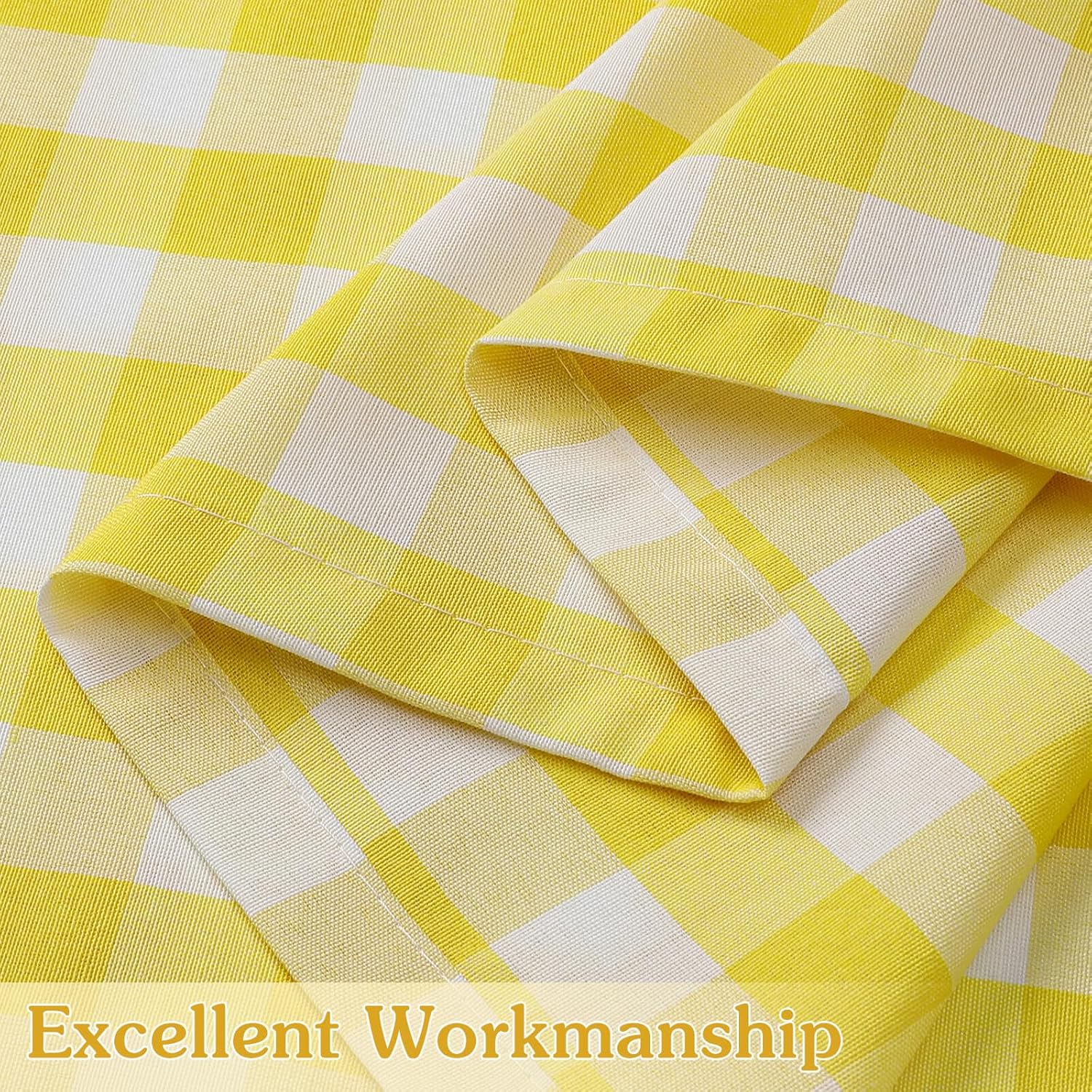 WUBODTI Yellow Gingham Buffalo Plaid Light Filtering Curtains 84 Inches Long 2 Panels, Rod Pocket Check Non See Through Privacy Curtain Farmhouse Window Drapes for Living Room Bedroom, Yellow White