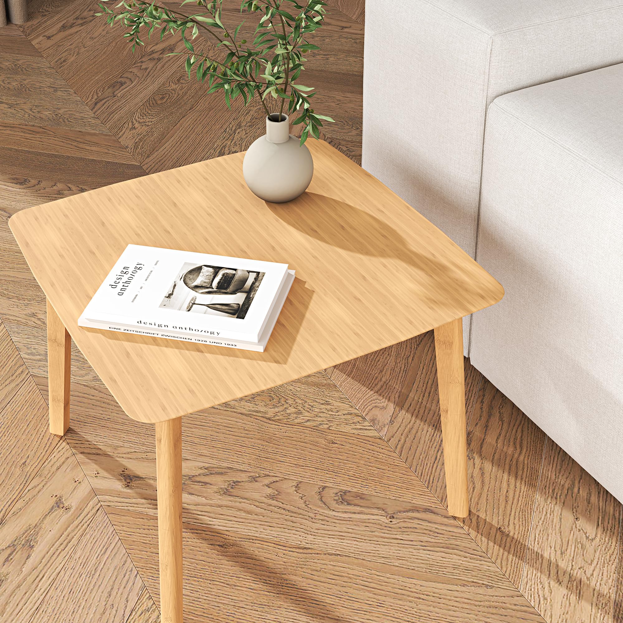 [en.casa] Beistelltisch Haad Sofatisch Wohnzimmertisch 45 x 50 x 50 cm Kaffeetisch quadratisch Ablagetisch aus Bambus für Wohnzimmer Schlafzimmer Flur Natur