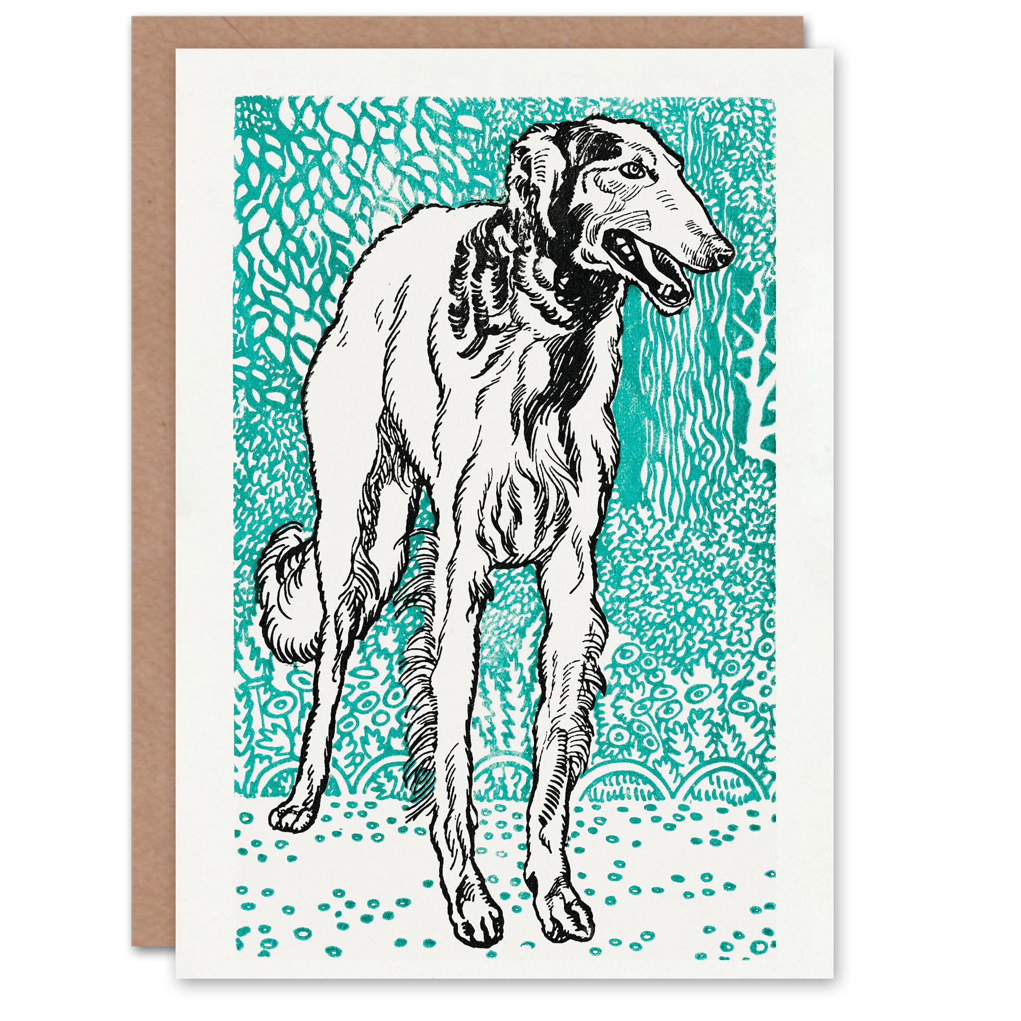 Artery8 Moriz Jung Art Card Dog Lover Long Haired Greyhound Portrait