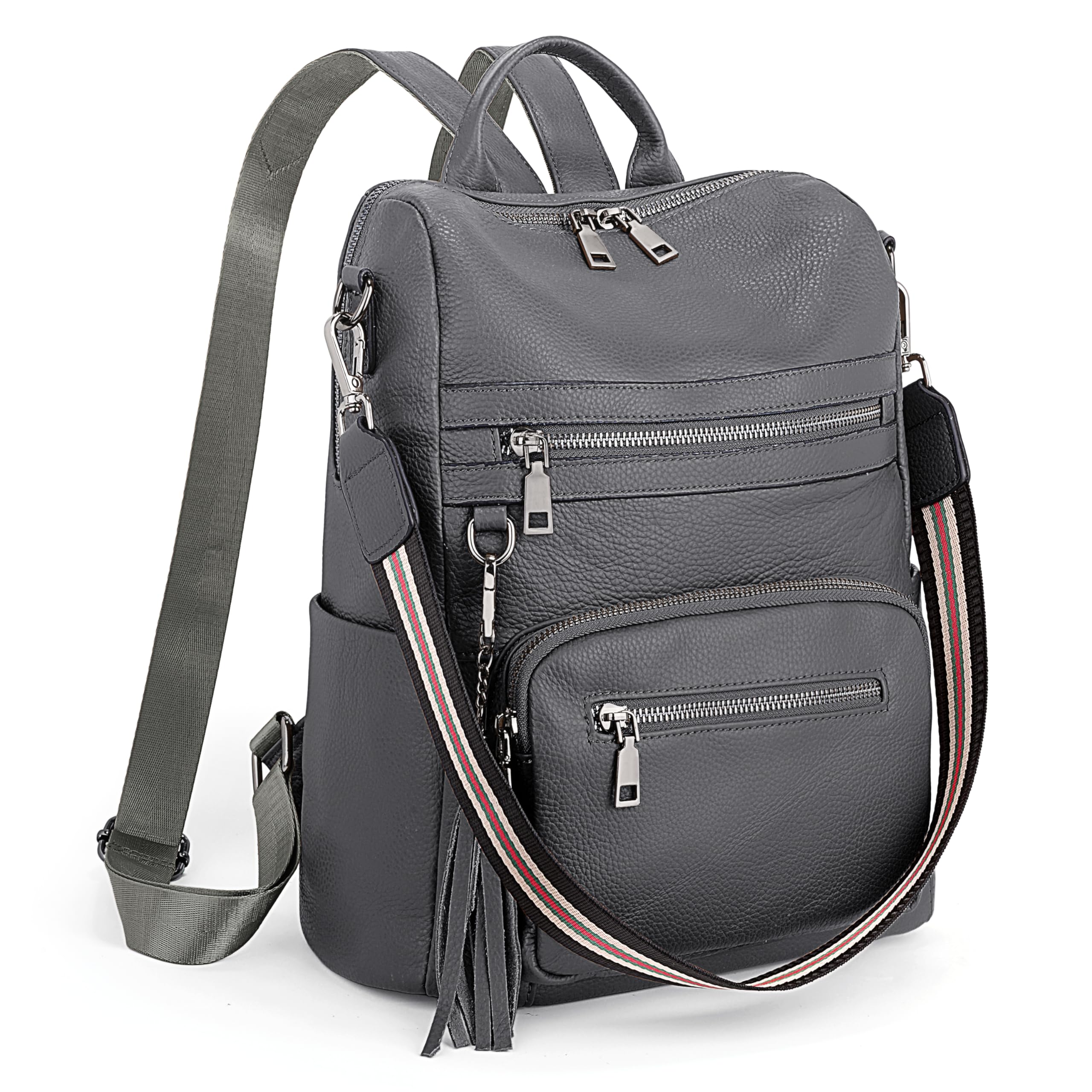 YALUXE Genuine Leather Backpack Purse for Women Fashion Daypack with Multiple Pockets