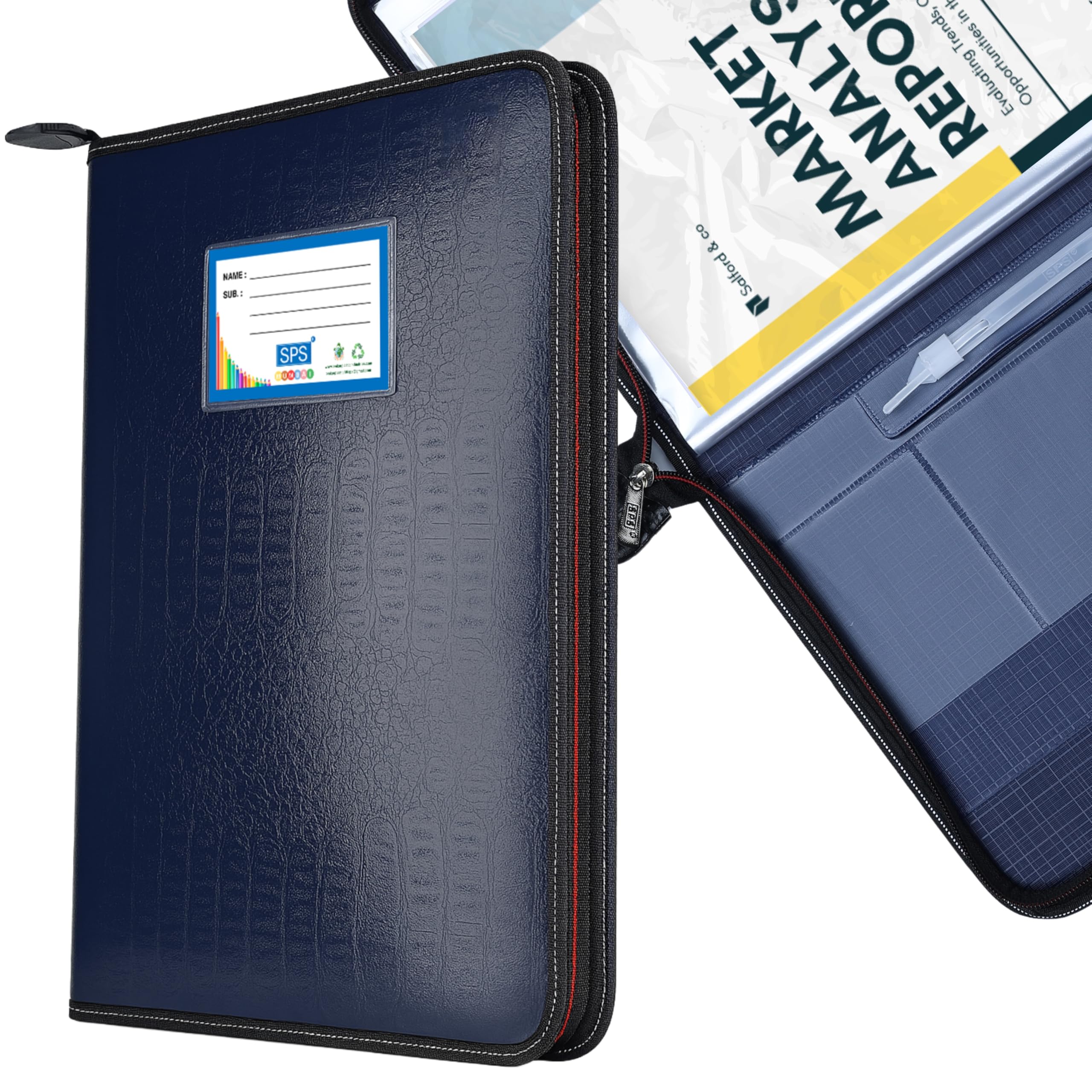 SPS Premium PU Leather File Folder | 20 Sleeves for A4 & FC Size Documents | Black — Amazon image 12