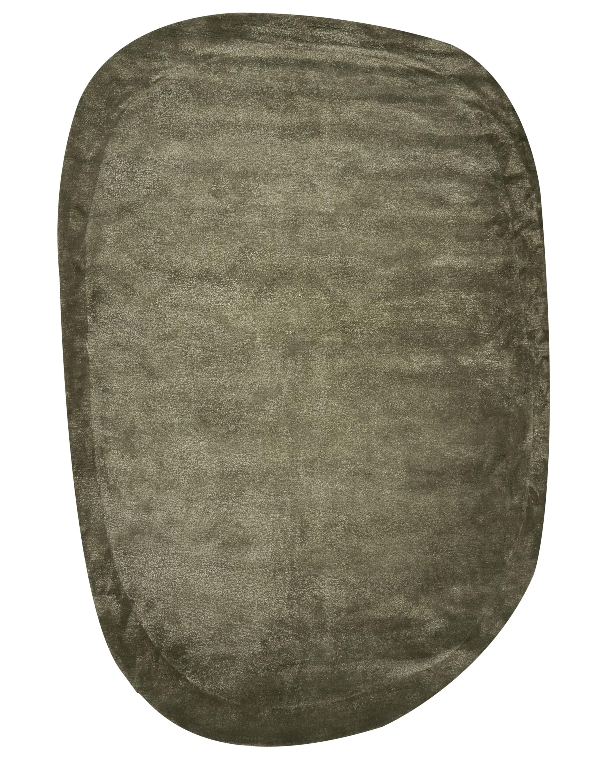Dywan o nieregularnym kształcie wiskoza i wełna ręcznie robiony 200 x 300 cm zielony Mitha