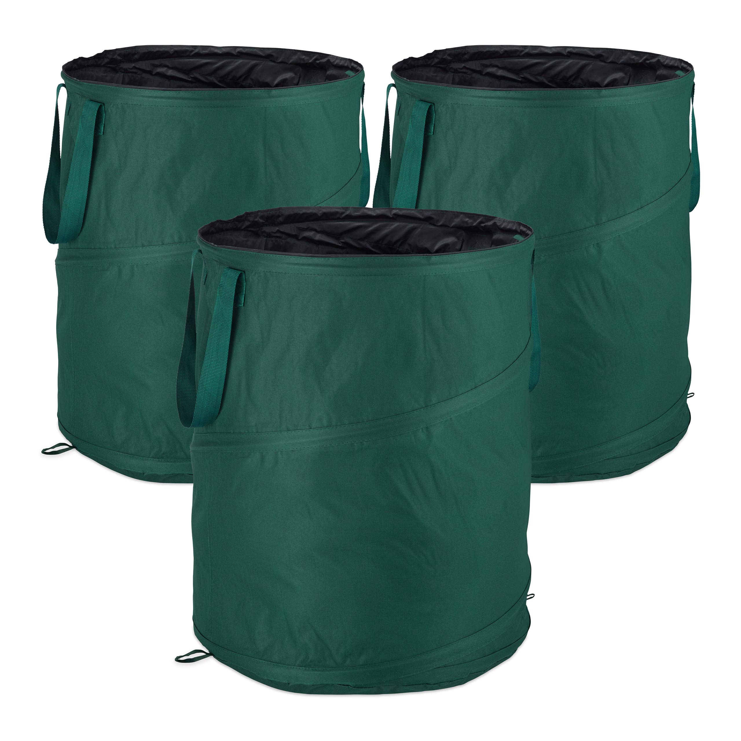 Relaxdays Sacchi per Foglie Pop Up, Set da 3, per Fogliame e Rifiuti da Giardino, 160 l, Autoportante, ∅: 55 cm, Verdi