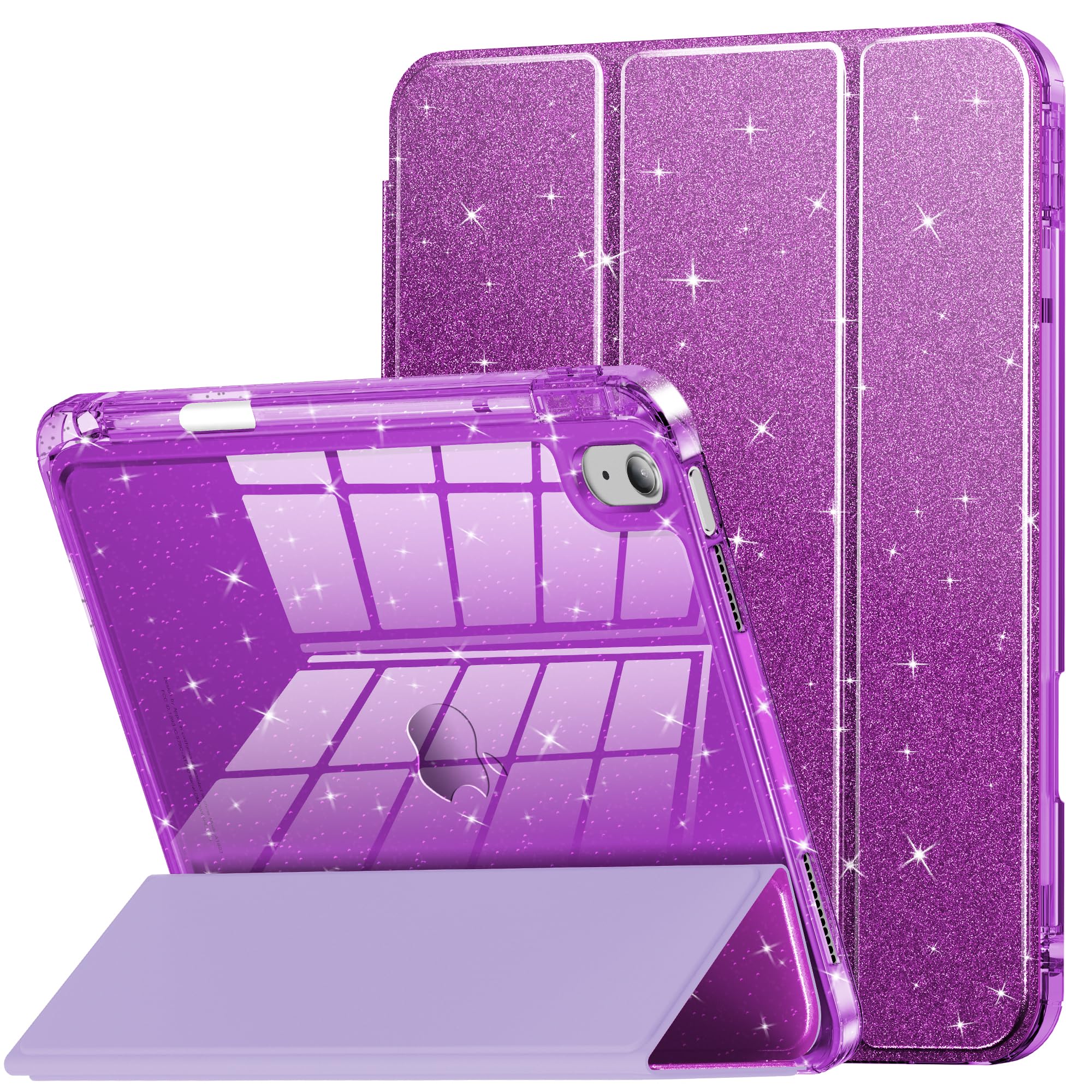 INFILAND Compatible with iPad A16 11th Generation 11 Inch 2025 Case, iPad Case 10th Generation 10.9 Inch, Glitter Cover with Sparkly Clear Back,