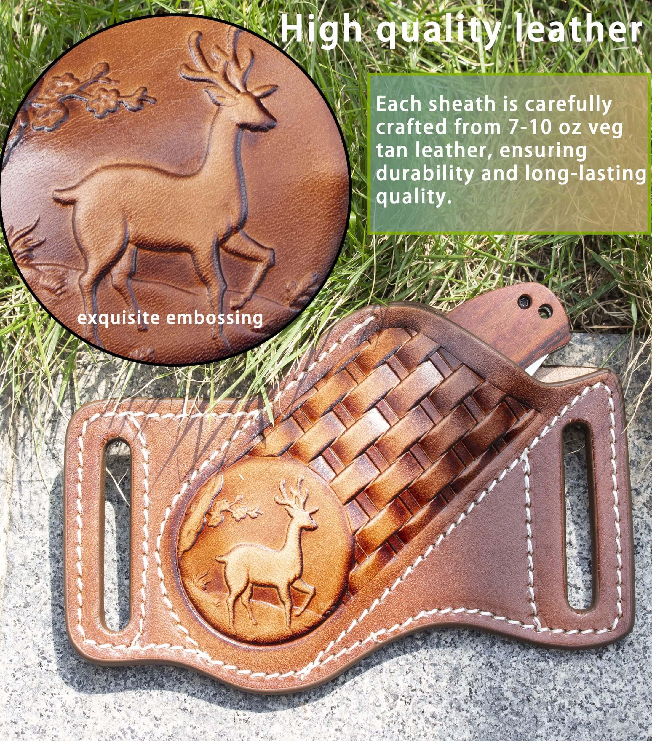 Funda de piel auténtica para cuchillos, calidad premium, segura y elegante