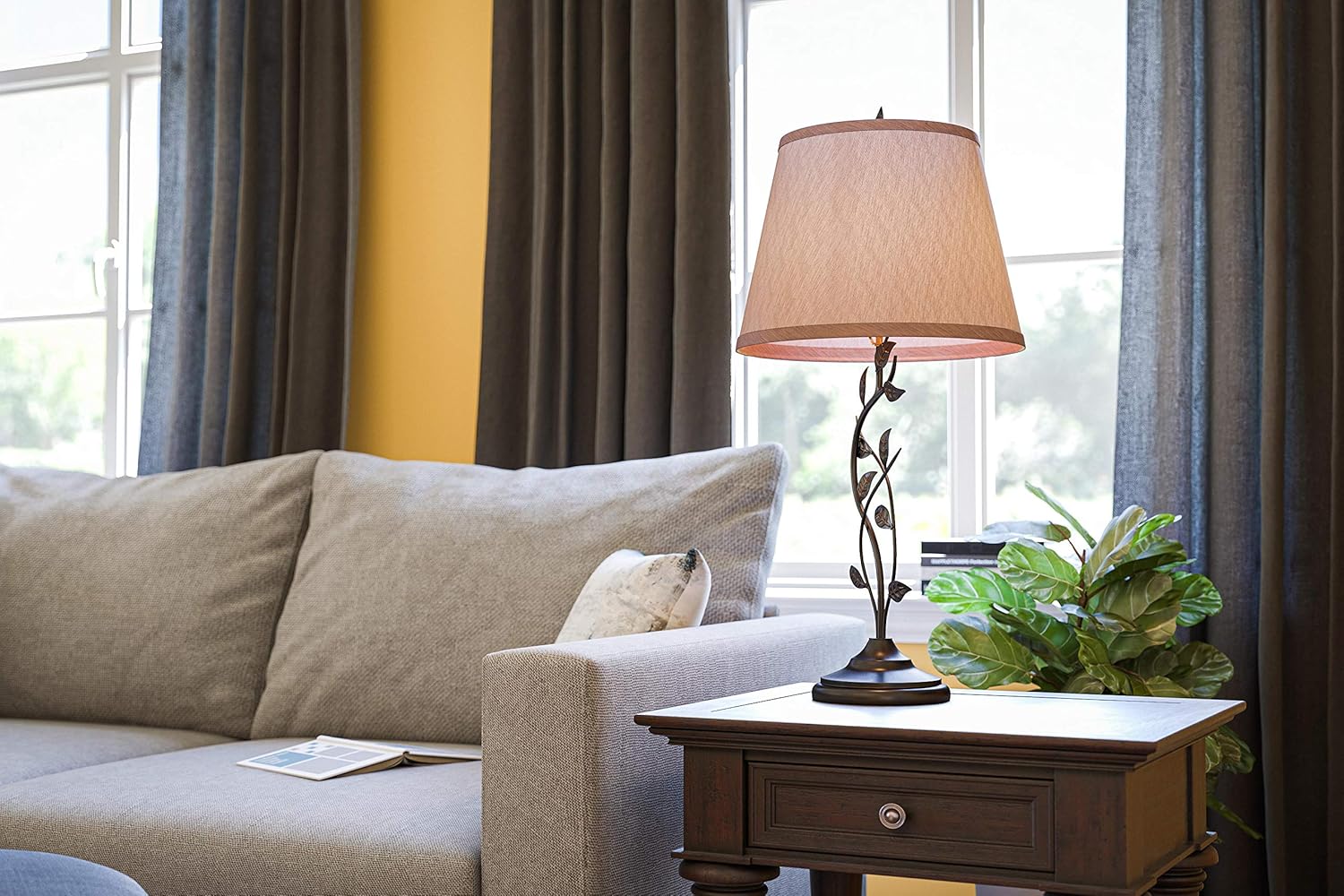 New Arrivals Kenroy Home 32239BS Ashlen Table Lamps, Large, Brushed Steel